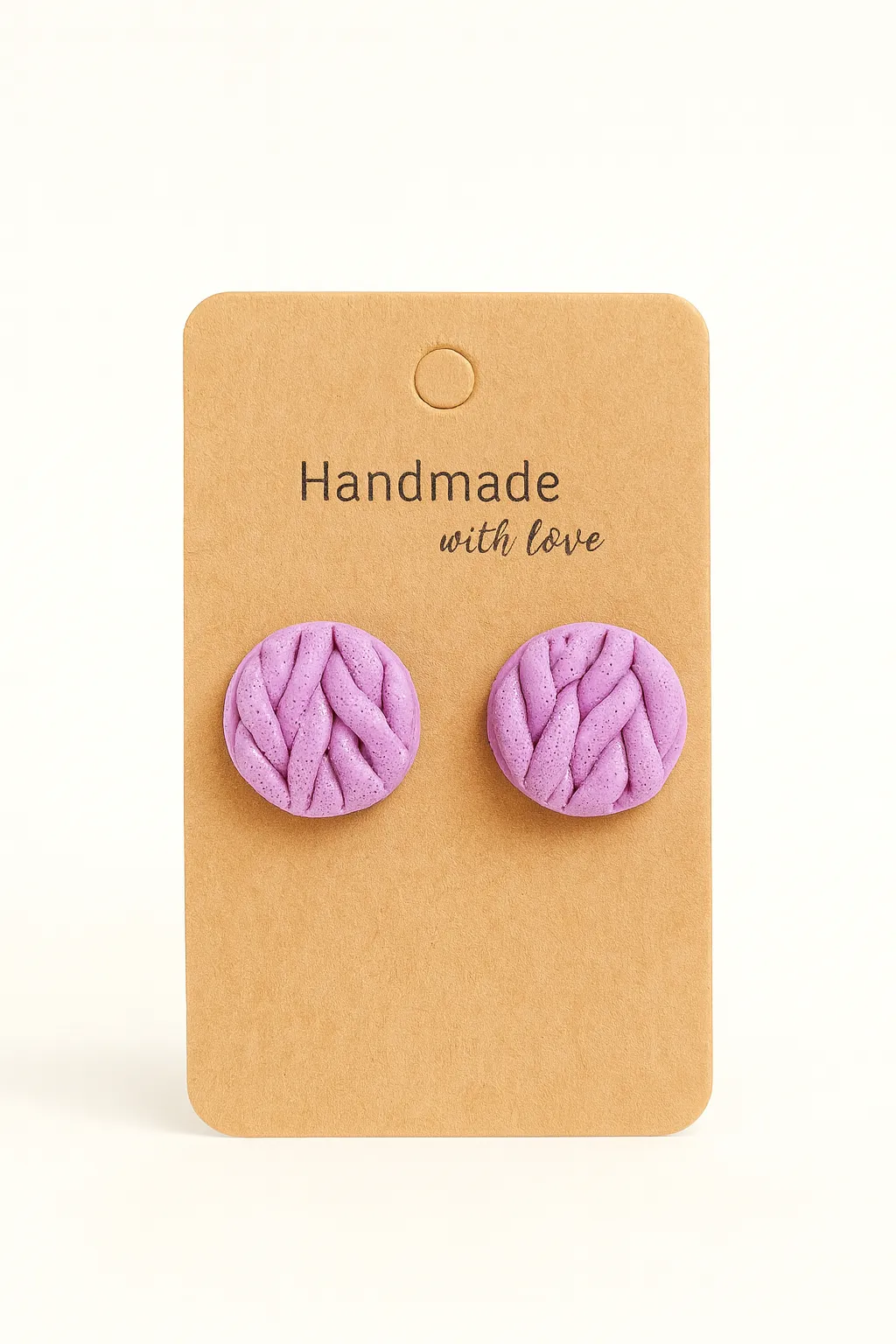 Lila Örgü Desen (Simli)  Polimer Kil Küpe Çivili Çelik Aparat