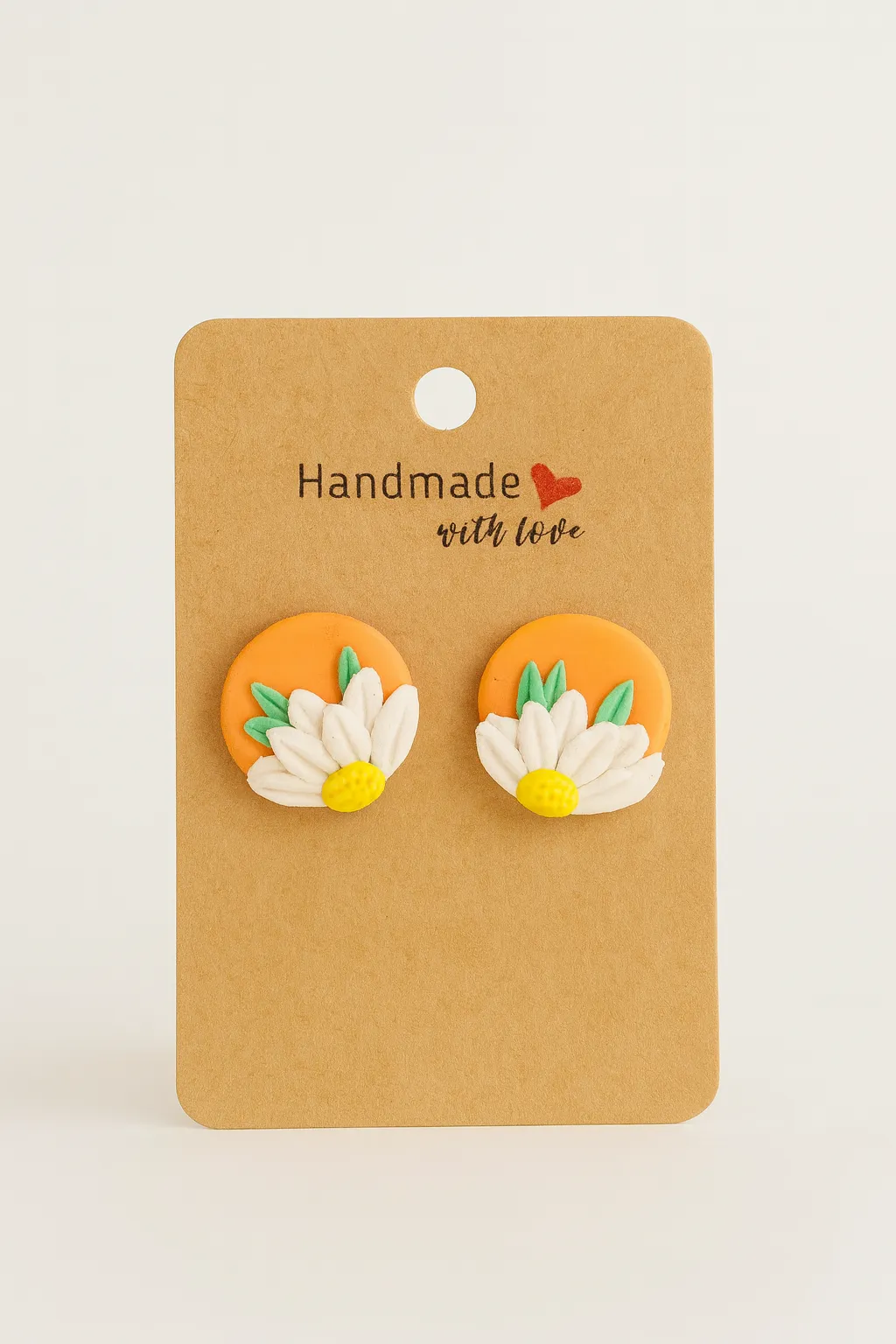 Papatya Desenli Turuncu Küpe