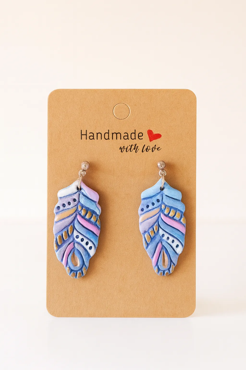 Tüy Formunda Renkli Polimer Kil Küpe