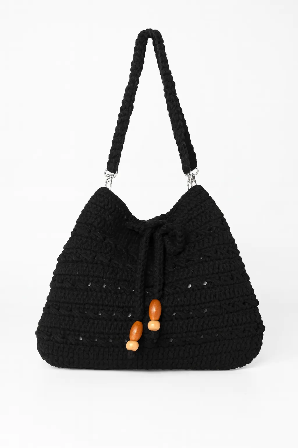 El Örgüsü Siyah Omuz Çantası