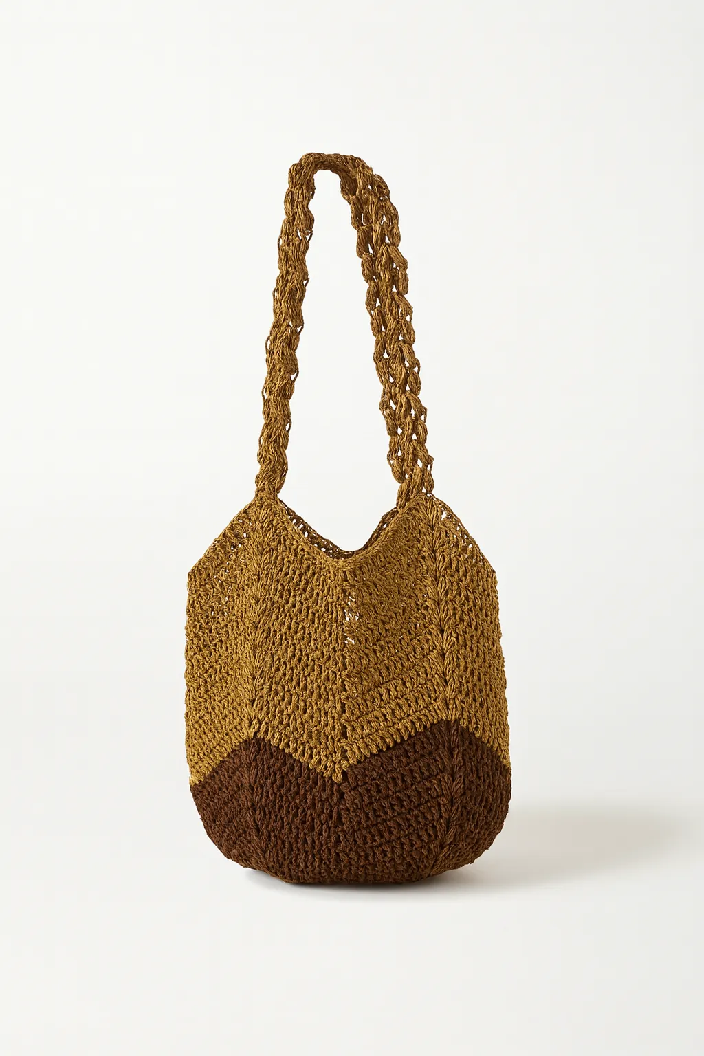 El Yapımı Lale Çanta | Kahverengi Örgü Omuz ve Günlük Çanta