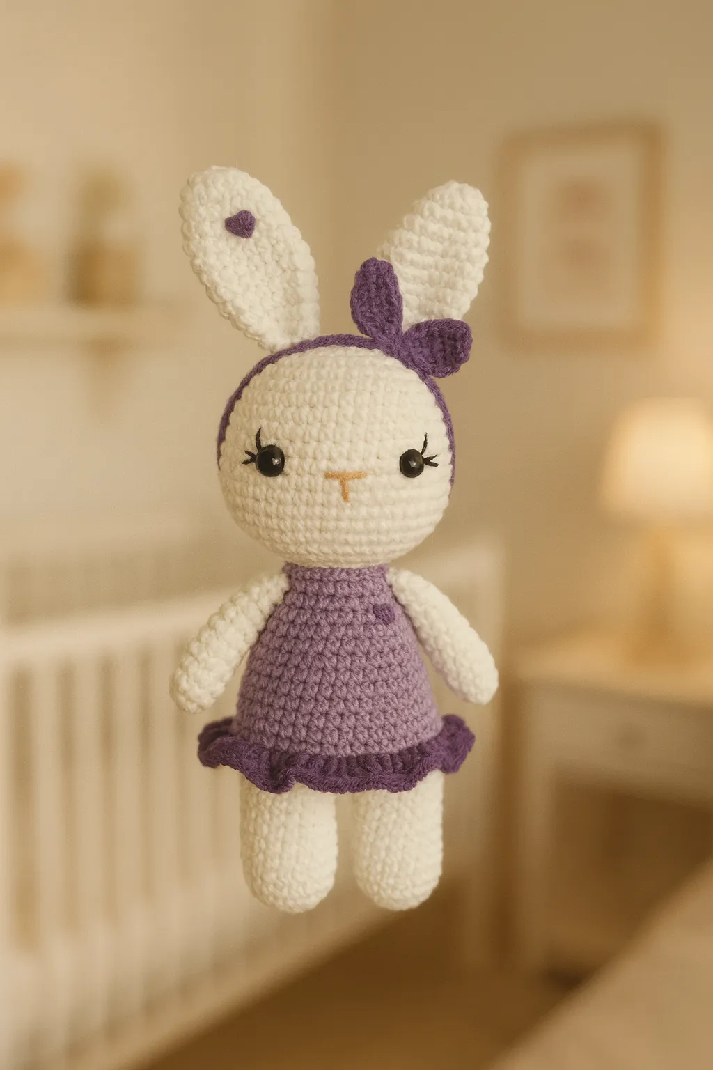 Mor Kalpli Amigrumi Örgü Tavşan