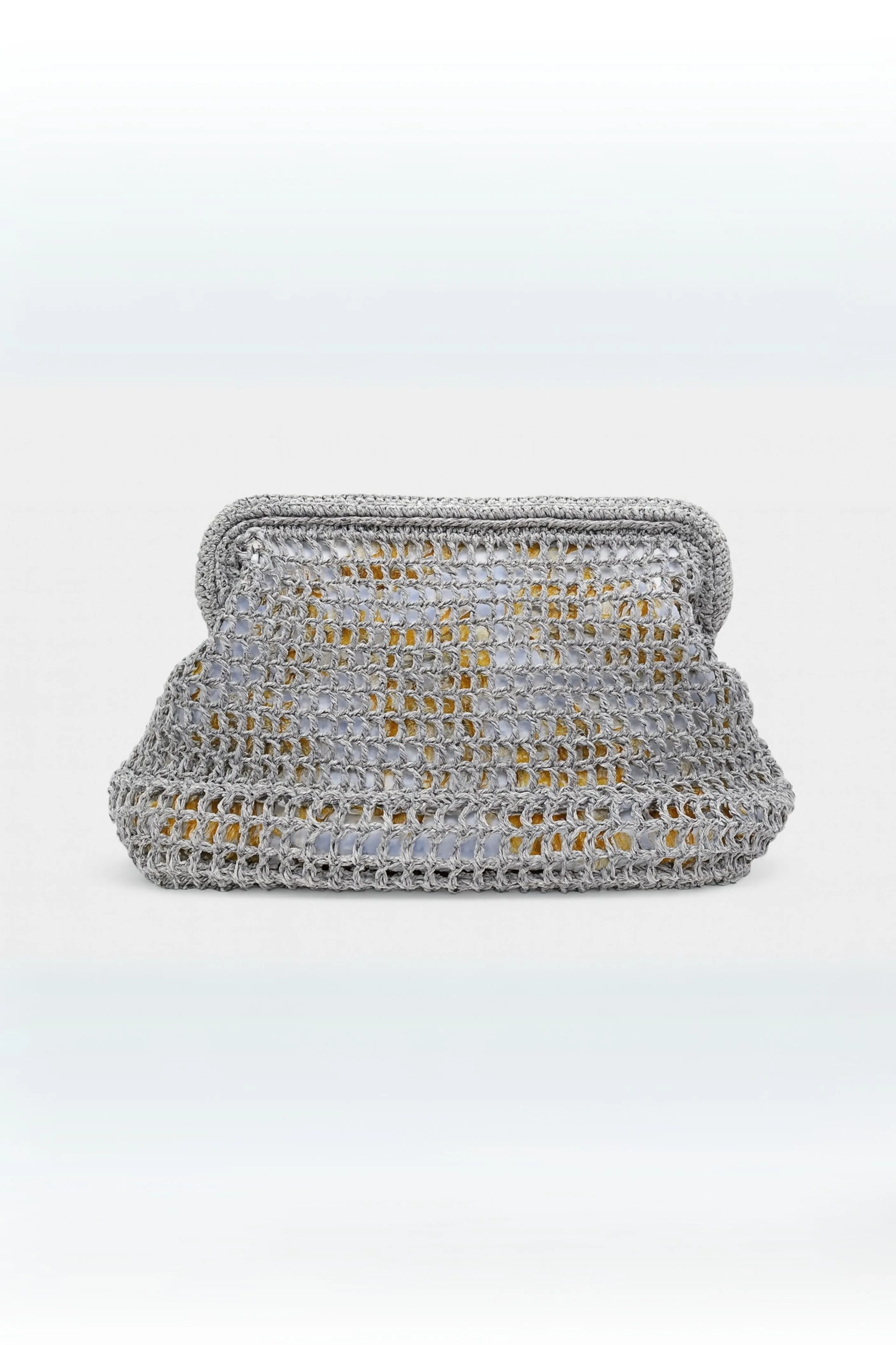 Gri Hasır İp File Gizli Burs Çanta – Astarlı ve El Örgüsü Tasarım