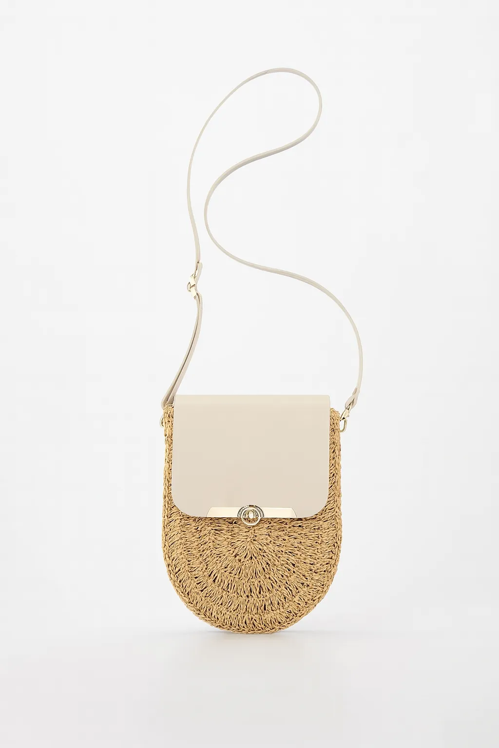 Hasır  Deri Kapaklı ve Askılı Telefon Çantası