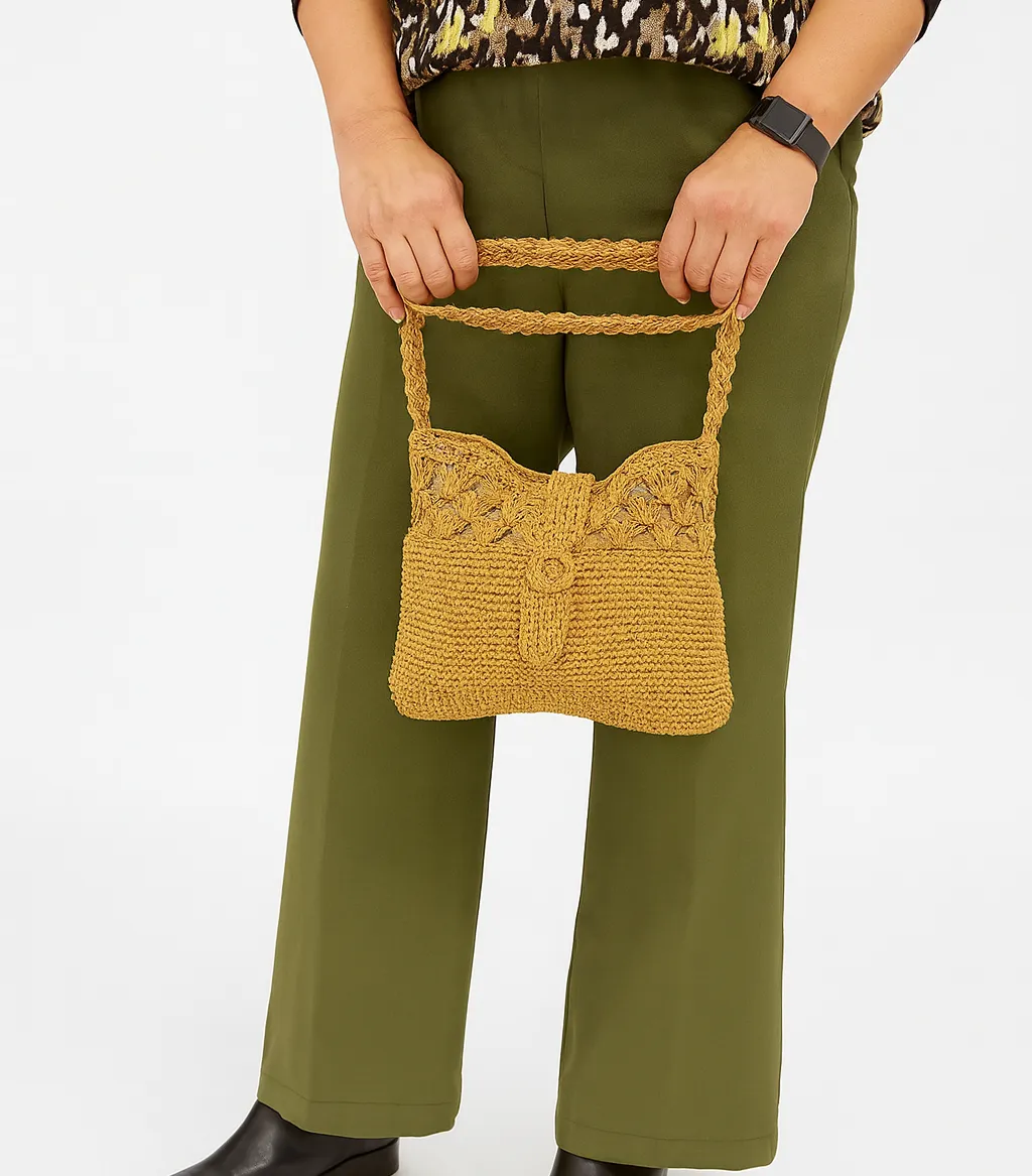 Doğal Hasır Örme Kahverengi Kadın Omuz Çantası Yazlık Şık Tasarım