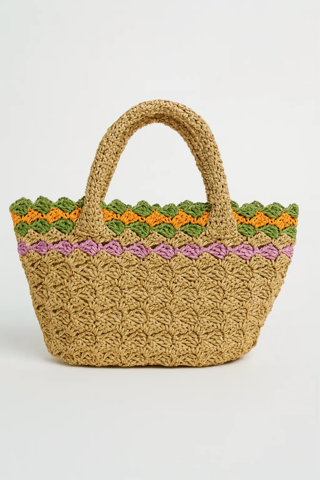 Straw Knitted Shoulder Bag Colorful Patterned Straw Shoulder Bag