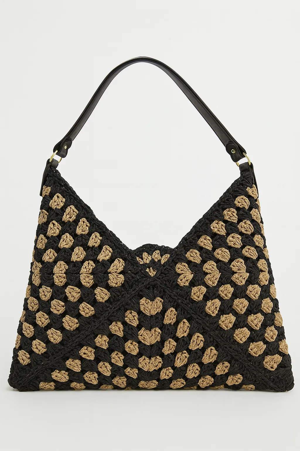 Üçgen Model Dedenli Renkli Hasır Yazlık Omuz Çantası