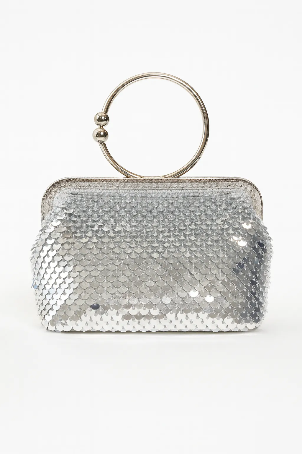 Silver Sequined Evening Bag