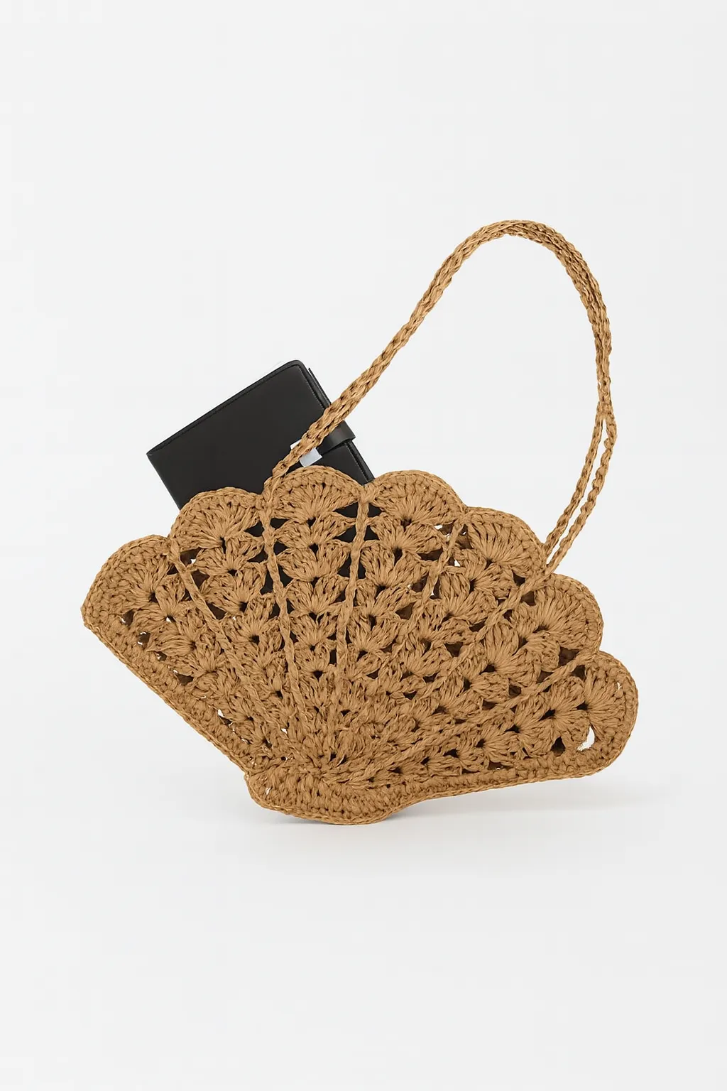 El Yapımı Midye Desen Hasır Çanta