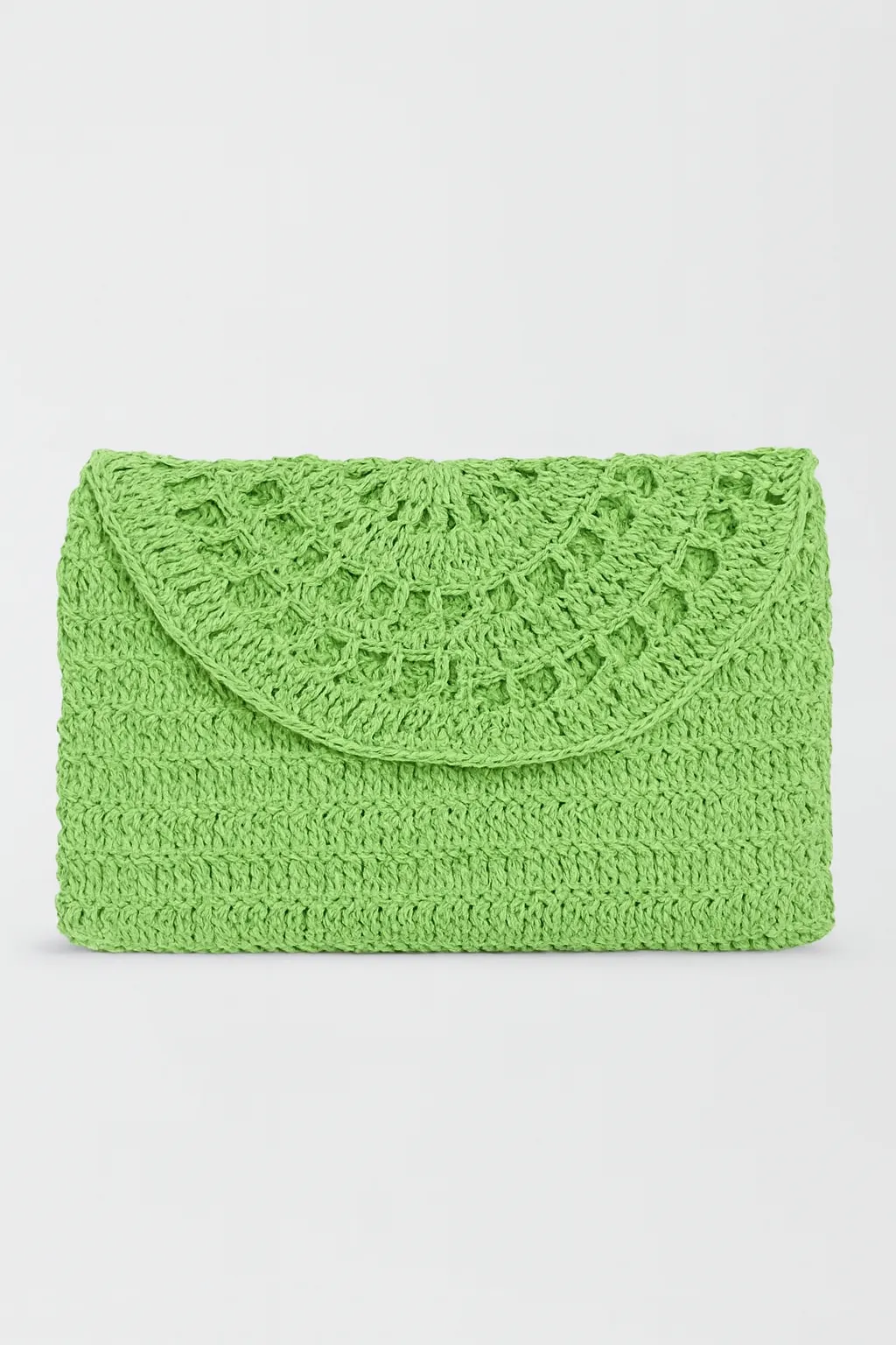 El Yapımı Yeşil Örgü Clutch Çanta – Doğal İple Örülmüş Zarif El Portföyü