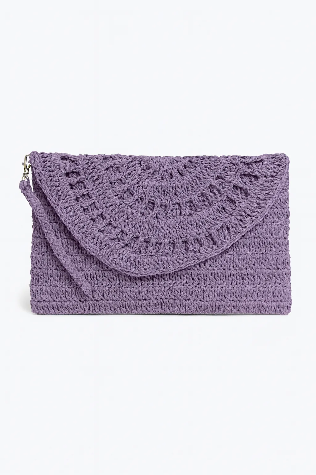 Purple Handmade Knitted Clutch Bag – Clutch Model Knitted with Natural Yarn