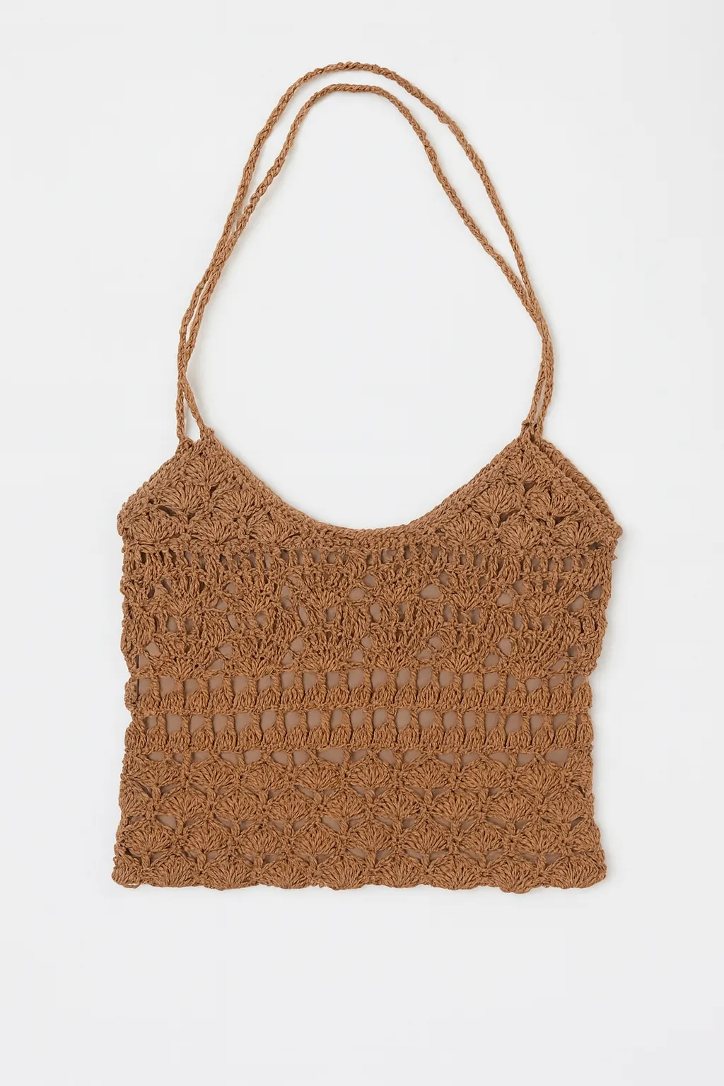 Kahverengi Kağıt İp Üçgen Formlu Omuz Çantası