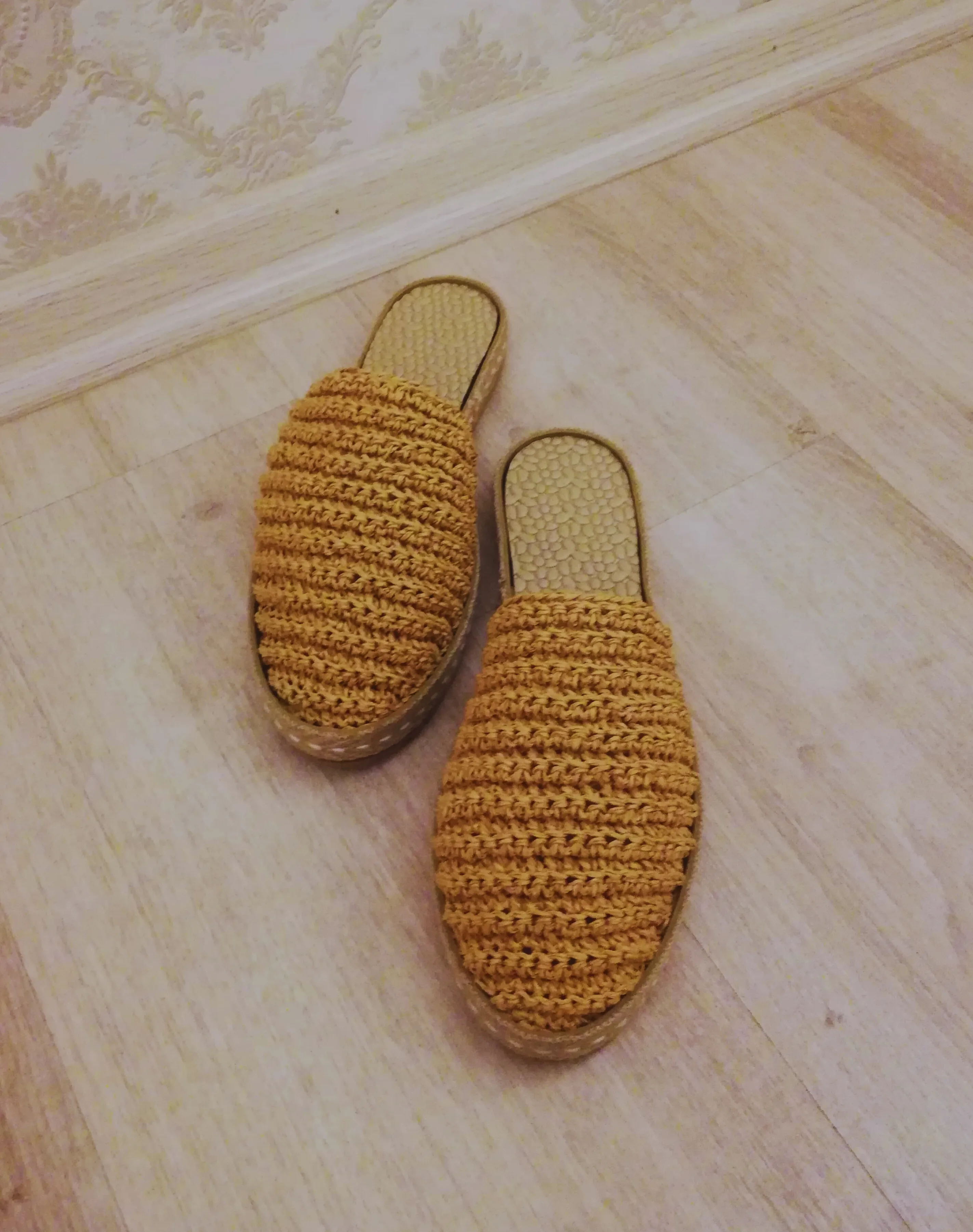 Örgü Hasır Şapka ve Hasır Terlik Seti - Kadın Boho  Yaz Seti