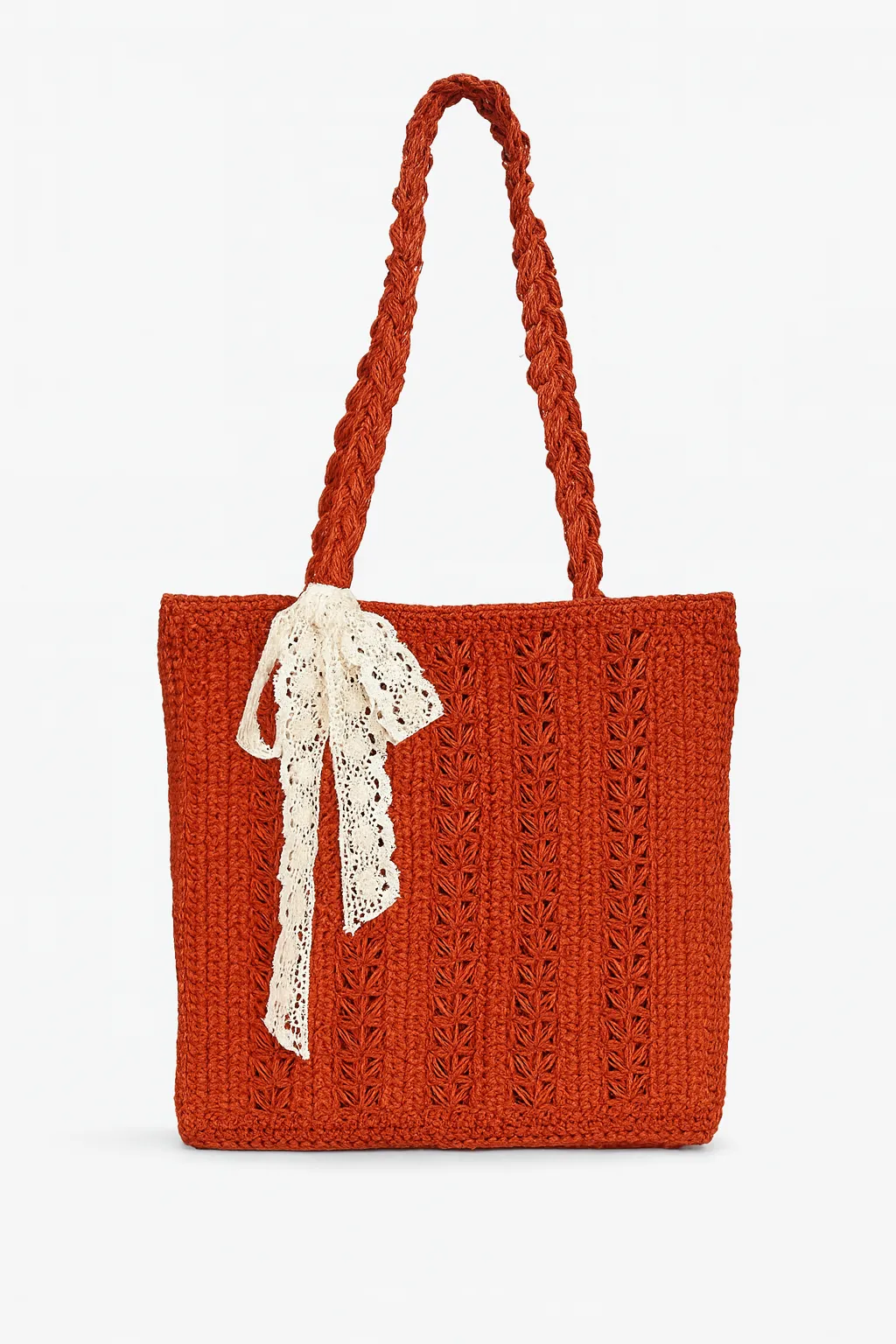 Kırmızı Kağıt İp El Örgüsü Çanta – El Yapımı