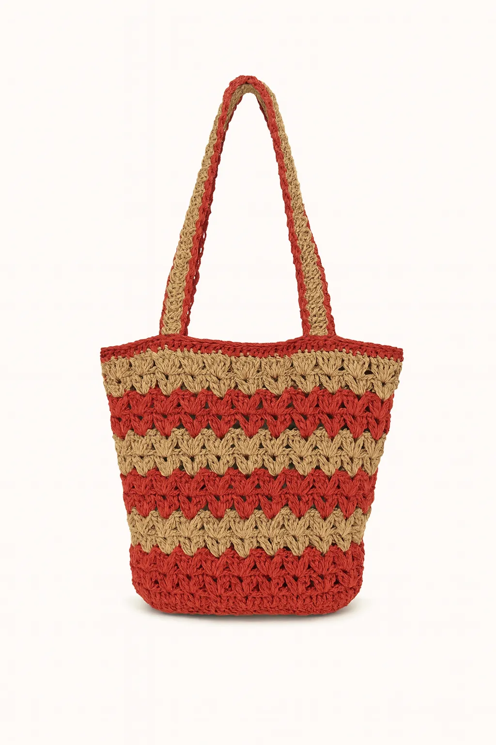 Çizgili Kağıt İp Çanta – 2 Renkli El Örgüsü Tasarım