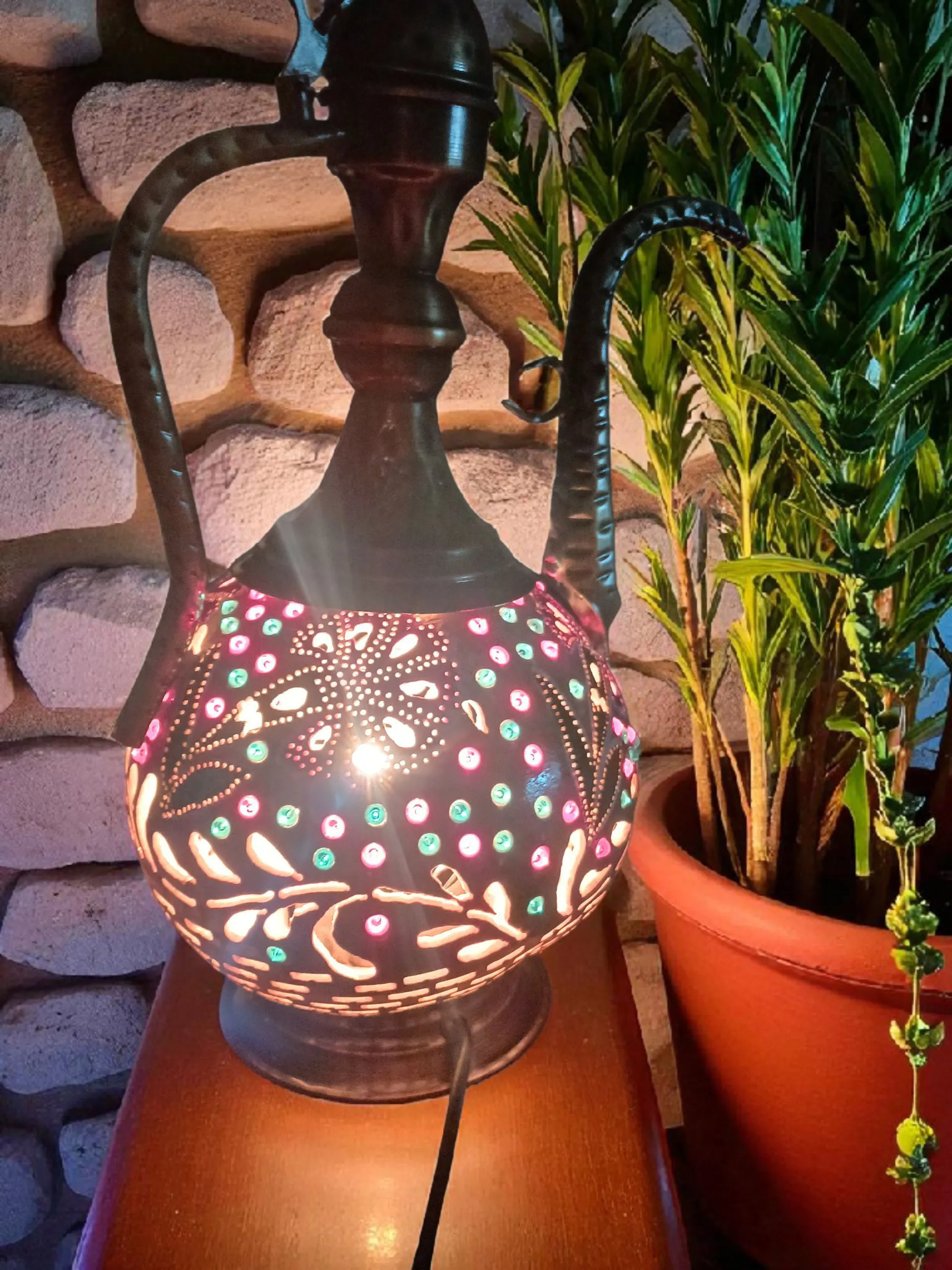 El Yapımı Organik Su Kabağı Lamba