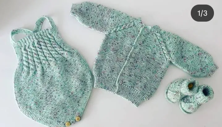 Mint Yeşili El Örgüsü 3’lü Bebek Takımı