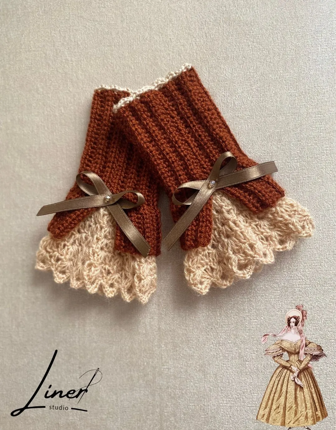 Liner Sepya Vintage Kolluk/Eldiven-El Yapımı