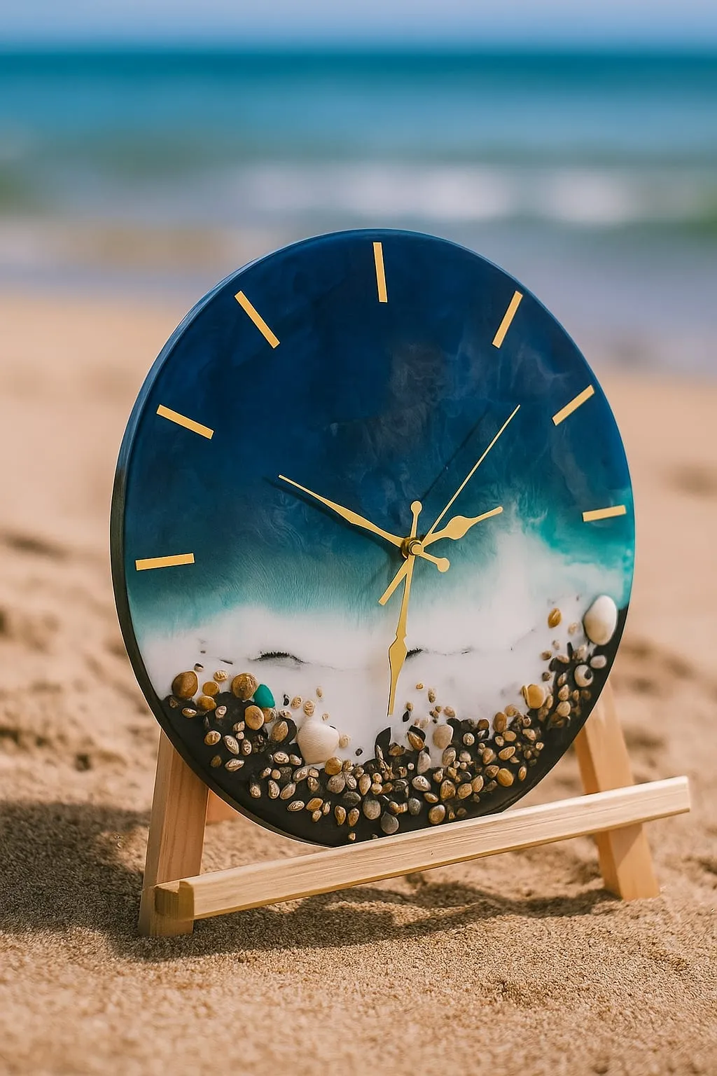Epoksi Tasarım Saat – Deniz Esintisi