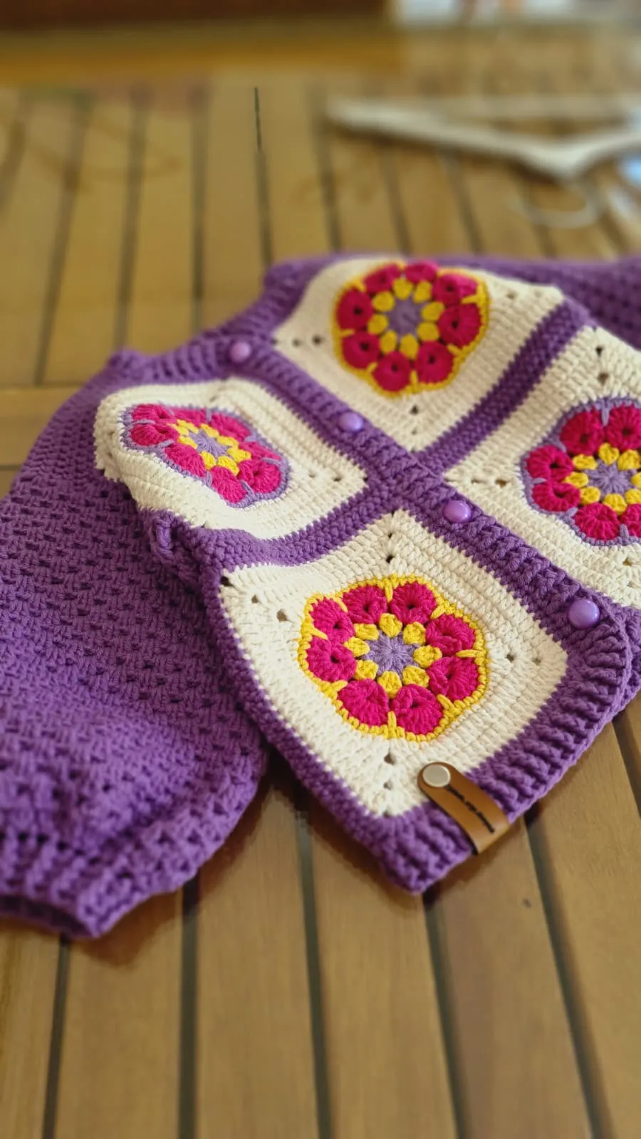 El Örgüsü Prenses Bebek Hırkası | 1-2 Yaş Nako Cotton İple Hazırlanmış