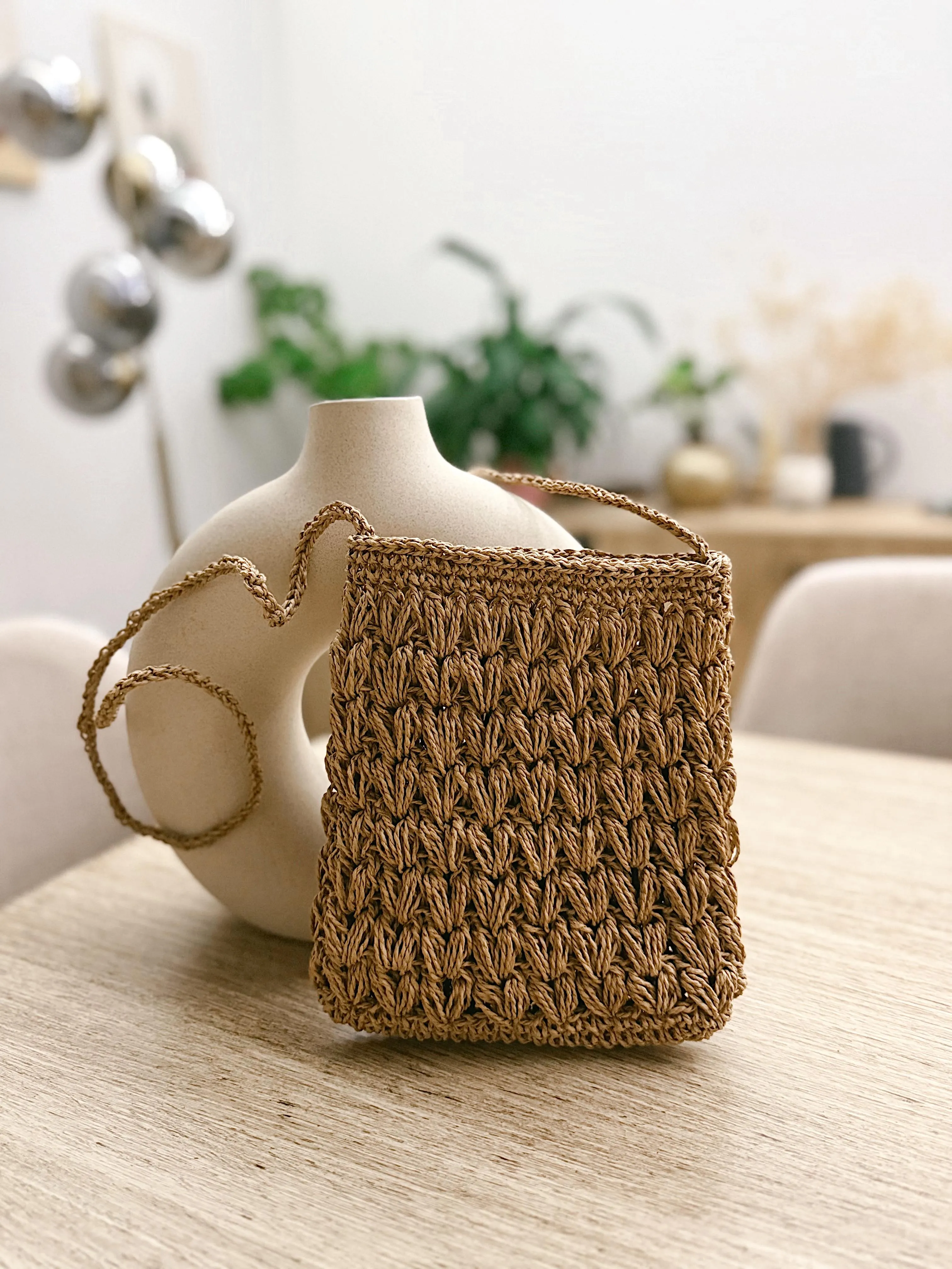 El Yapımı Kağıt İp Çanta – Fıstık Model, Koyu Hasır