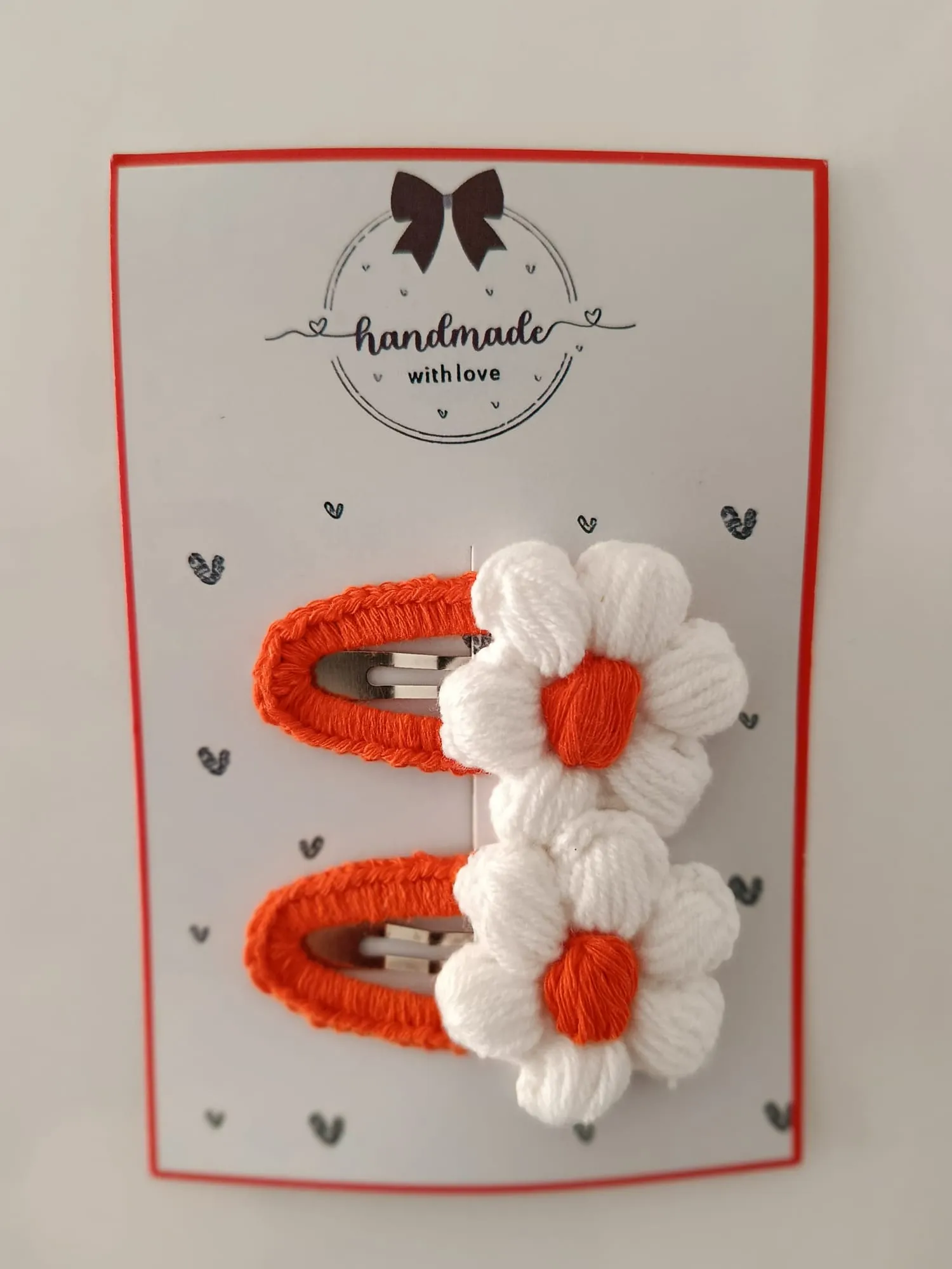 El Yapımı Turuncu Papatya Toka (2’li Set)