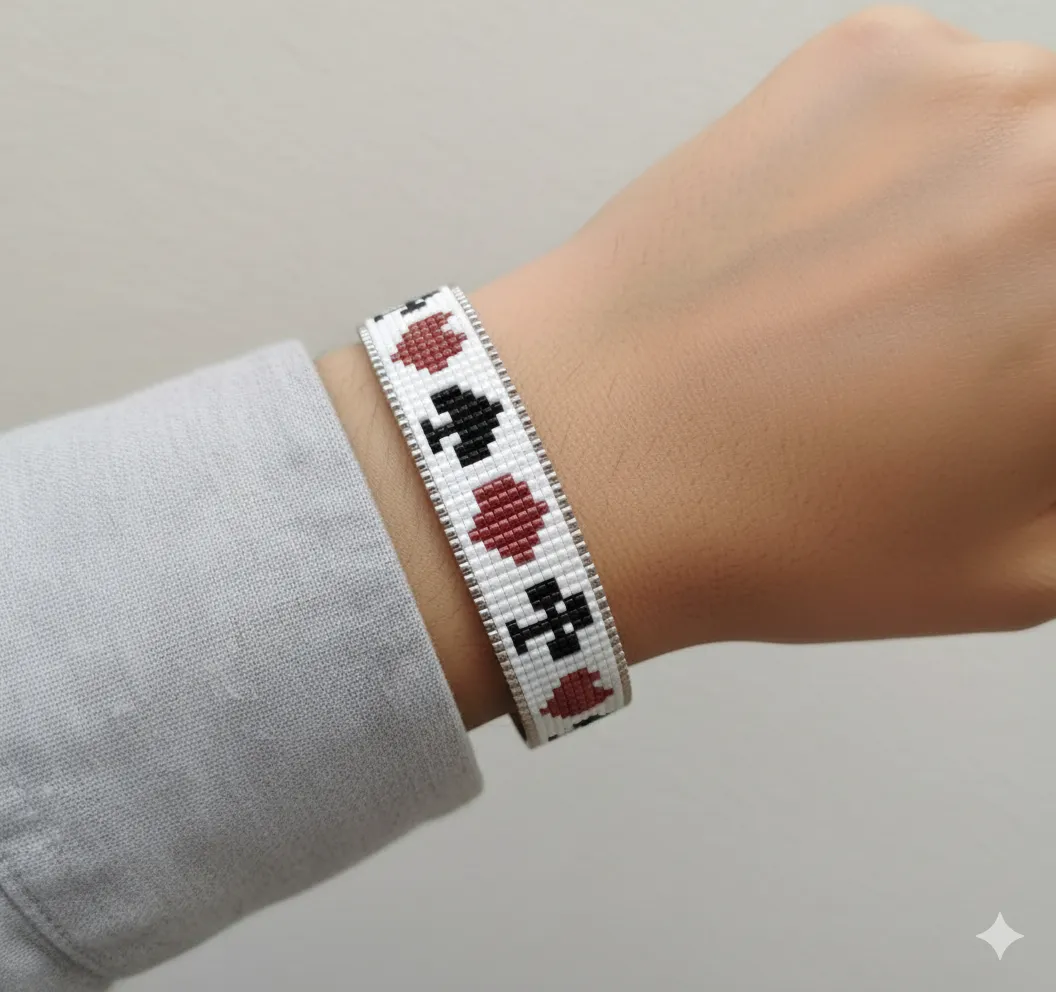 Oyun Kartları Desenli Bileklik