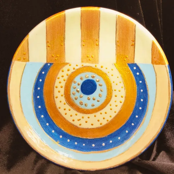 El Boyama Nazar Boncuğu Tabak – Modern Dekoratif Tasarım