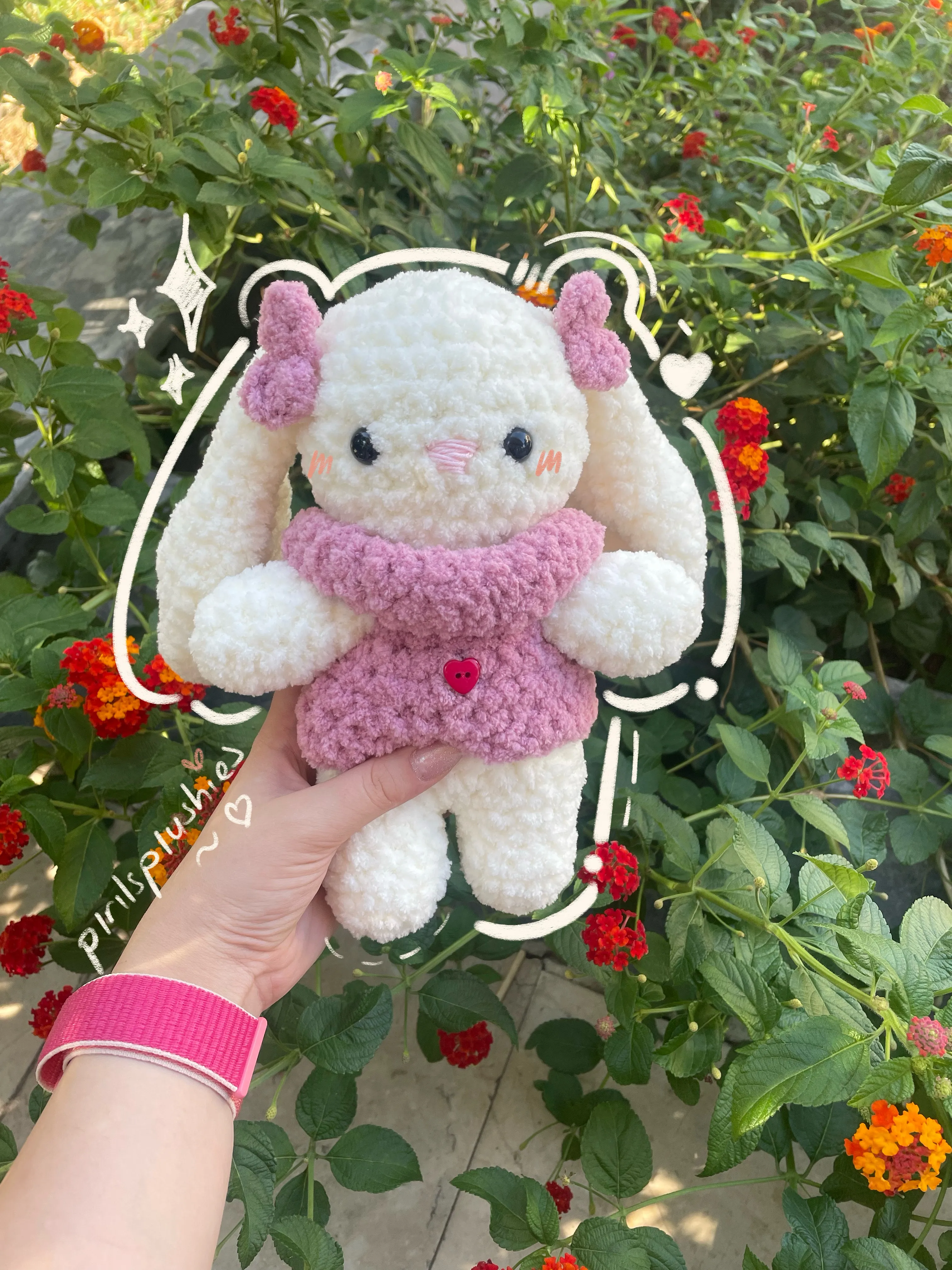 Amigurumi Pembe Tavşan – El Yapımı Örgü Oyuncak ve Uyku Arkadaşı