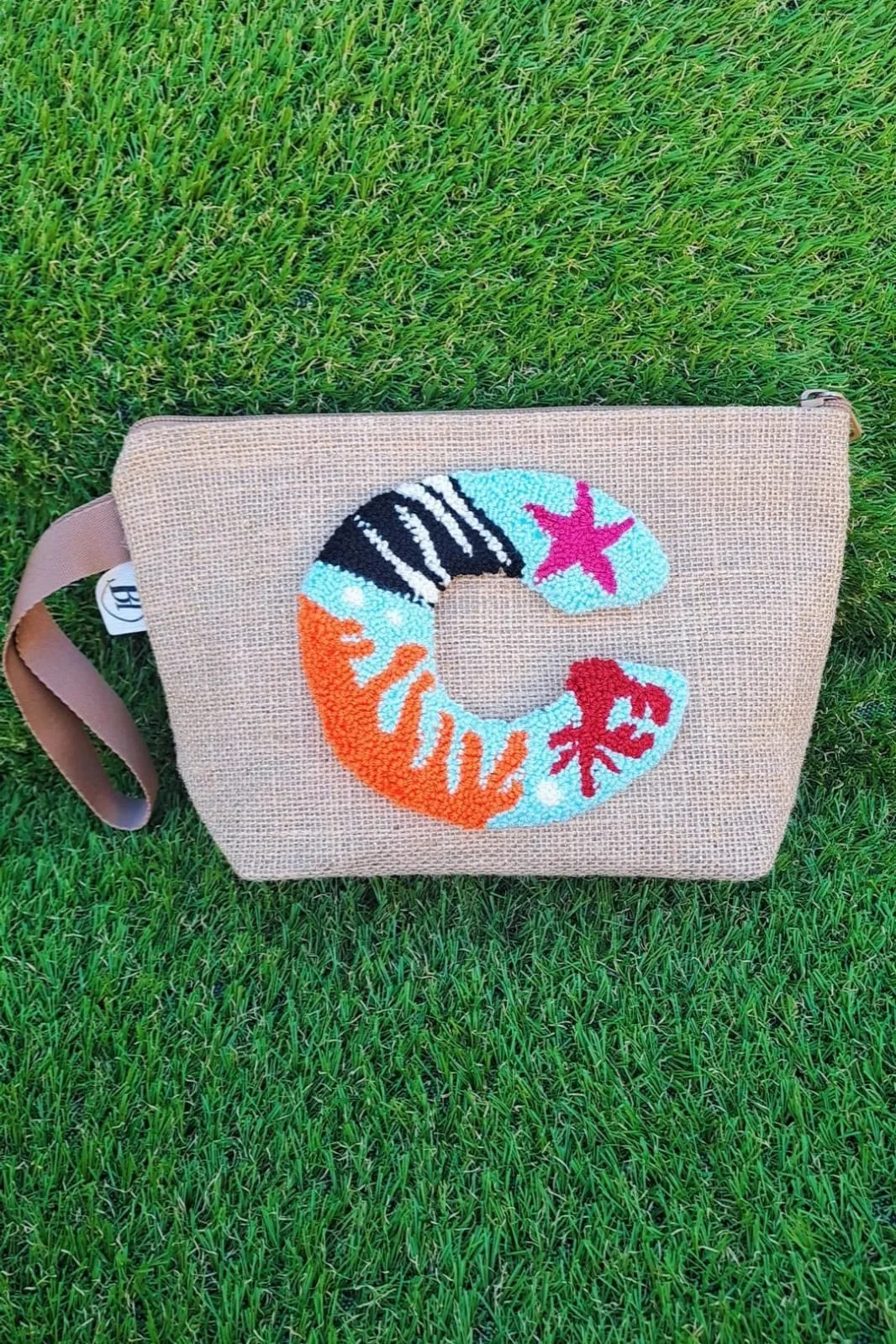 makyaj çantası clutch el çantası C harfi