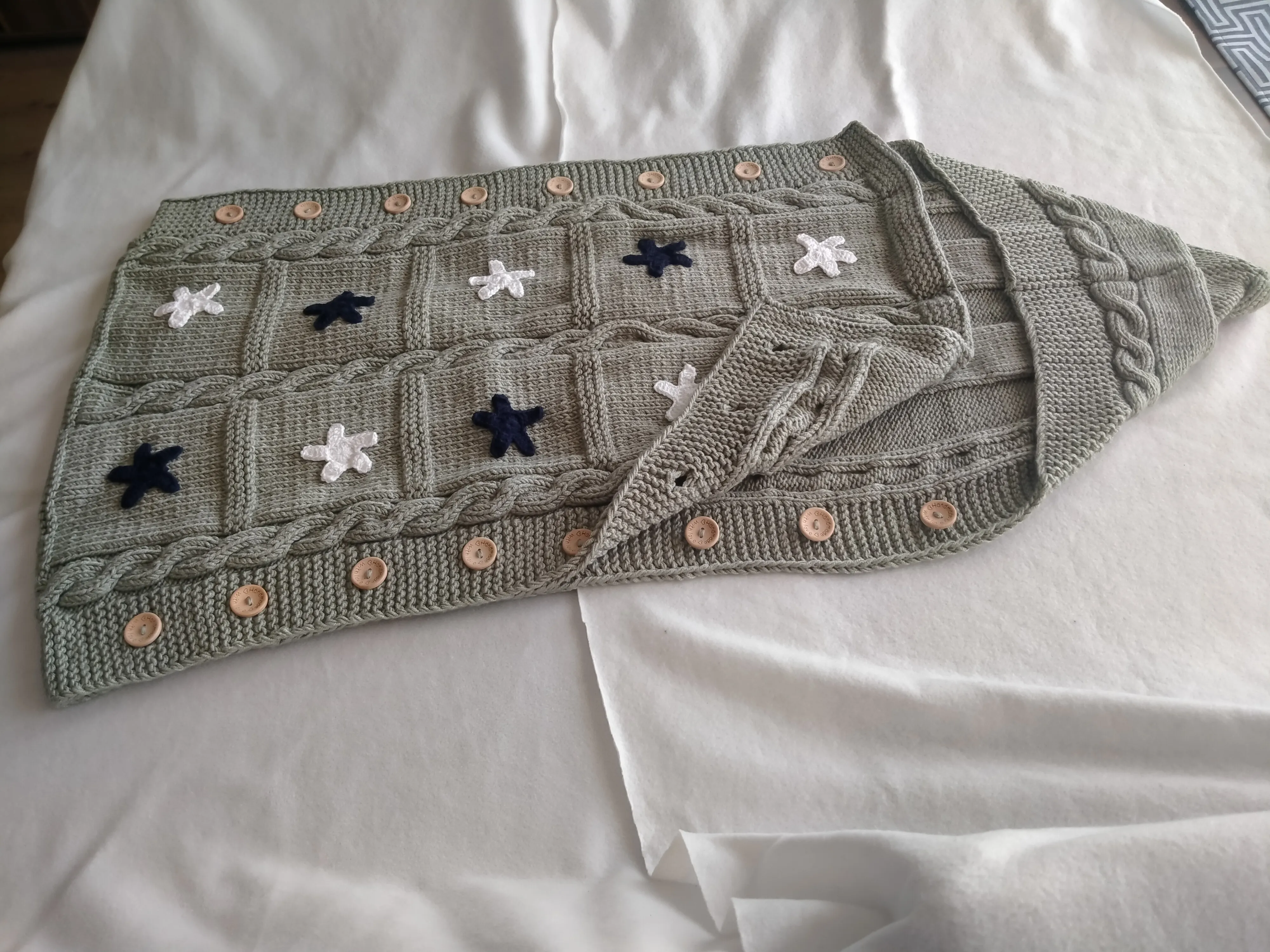 Örme Yıldız Motifli Bebek battaniyesi Gri Renk