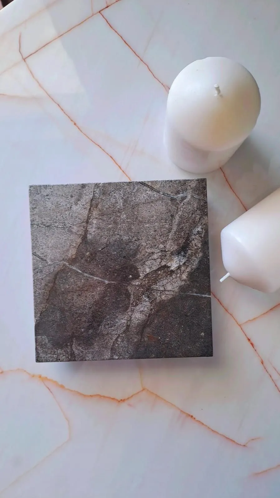 Mermer Sunumluk Tepsi Tabak Nihale 15x15 Gri Siyah