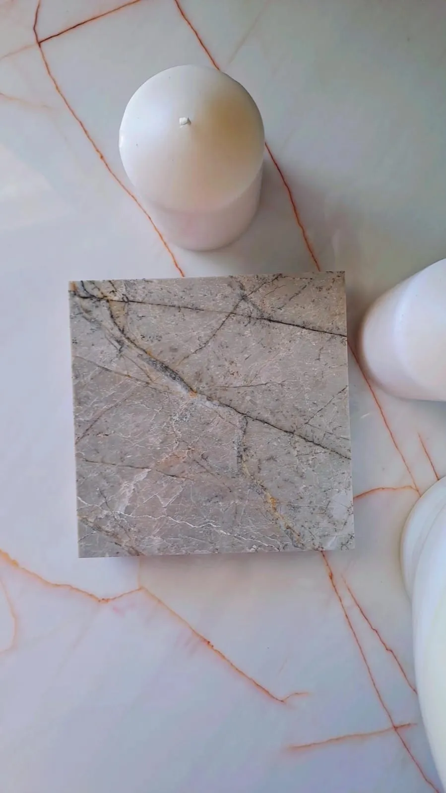 Mermer Sunumluk Tepsi Tabak Nihale 15x15 Gri