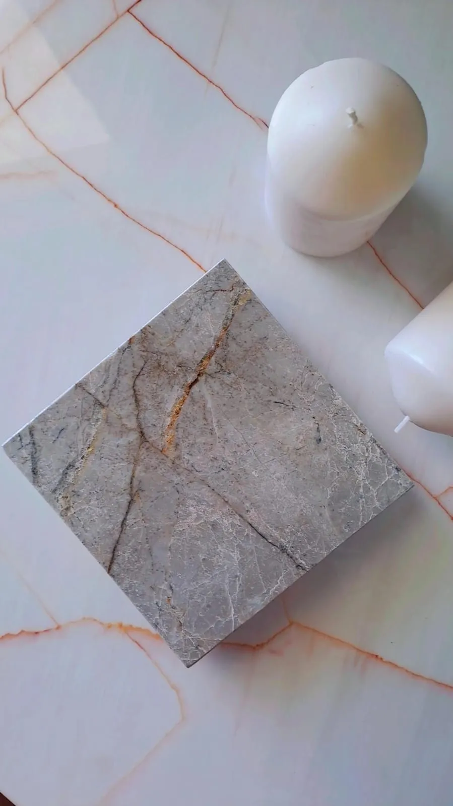 Sunumluk Tepsi 15x15 Gri Mermer Ayaklı