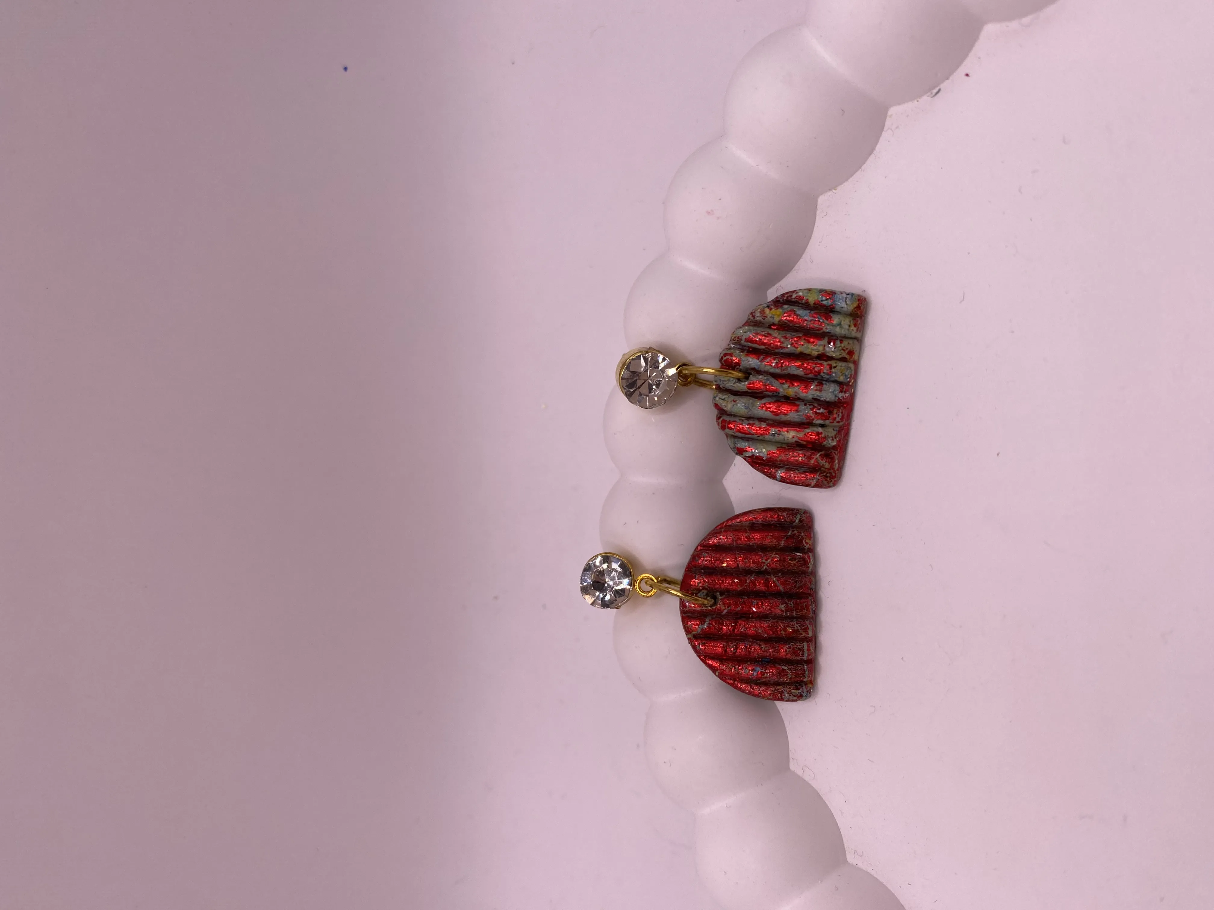 Handmade Red Patterned Earring