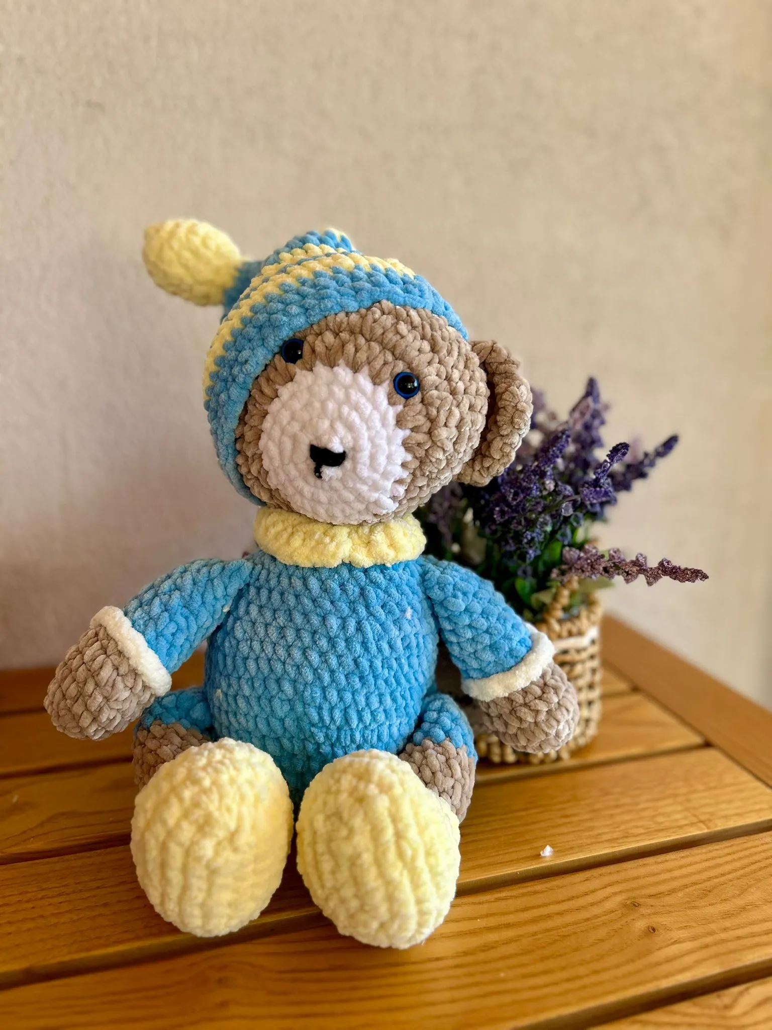 Amigurumi Mavi Tulumu Oyuncak Ayıcık