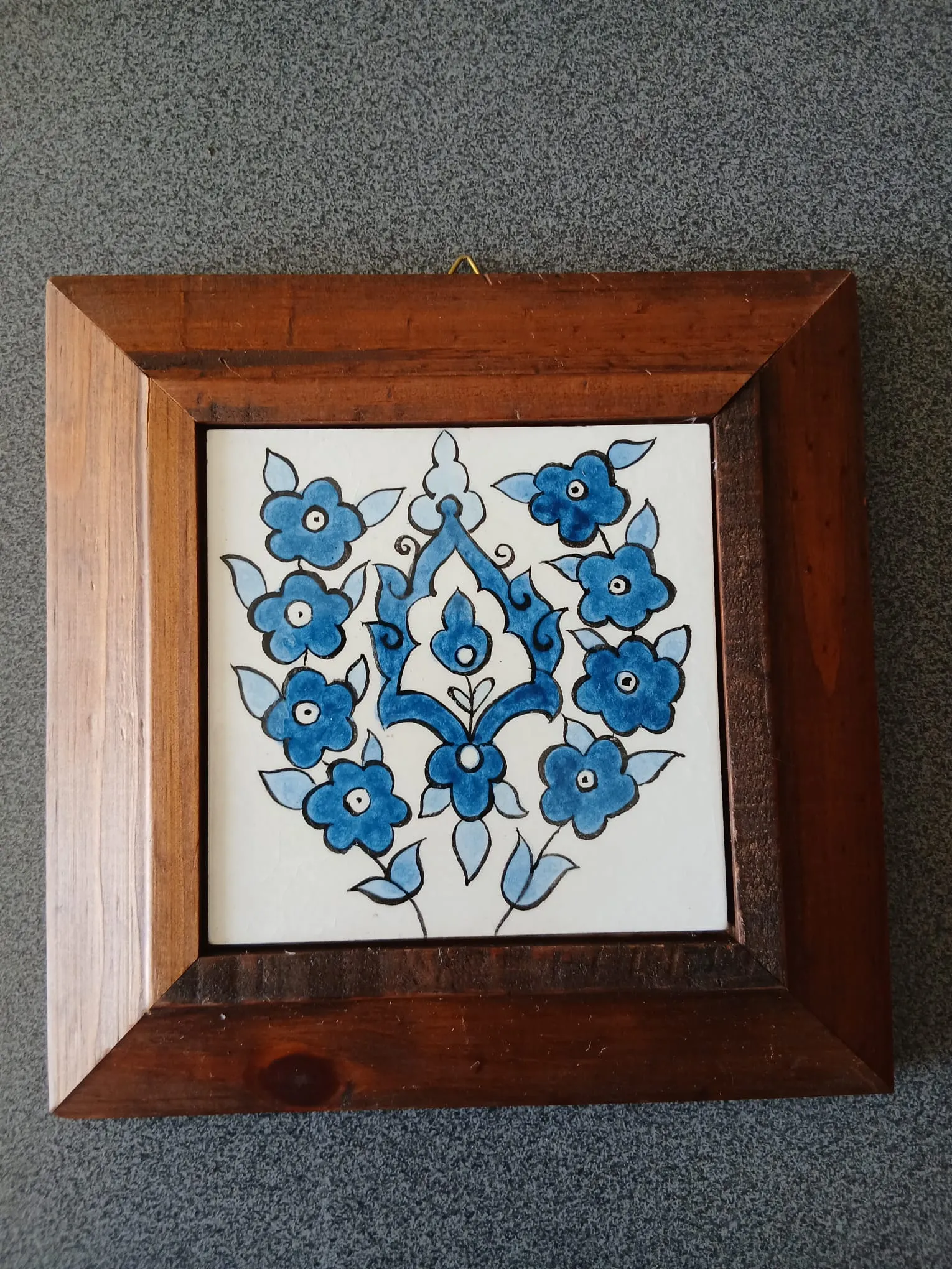 Çini Tablo – Çini Karo Sarıçam Ahşap Çerçeveli