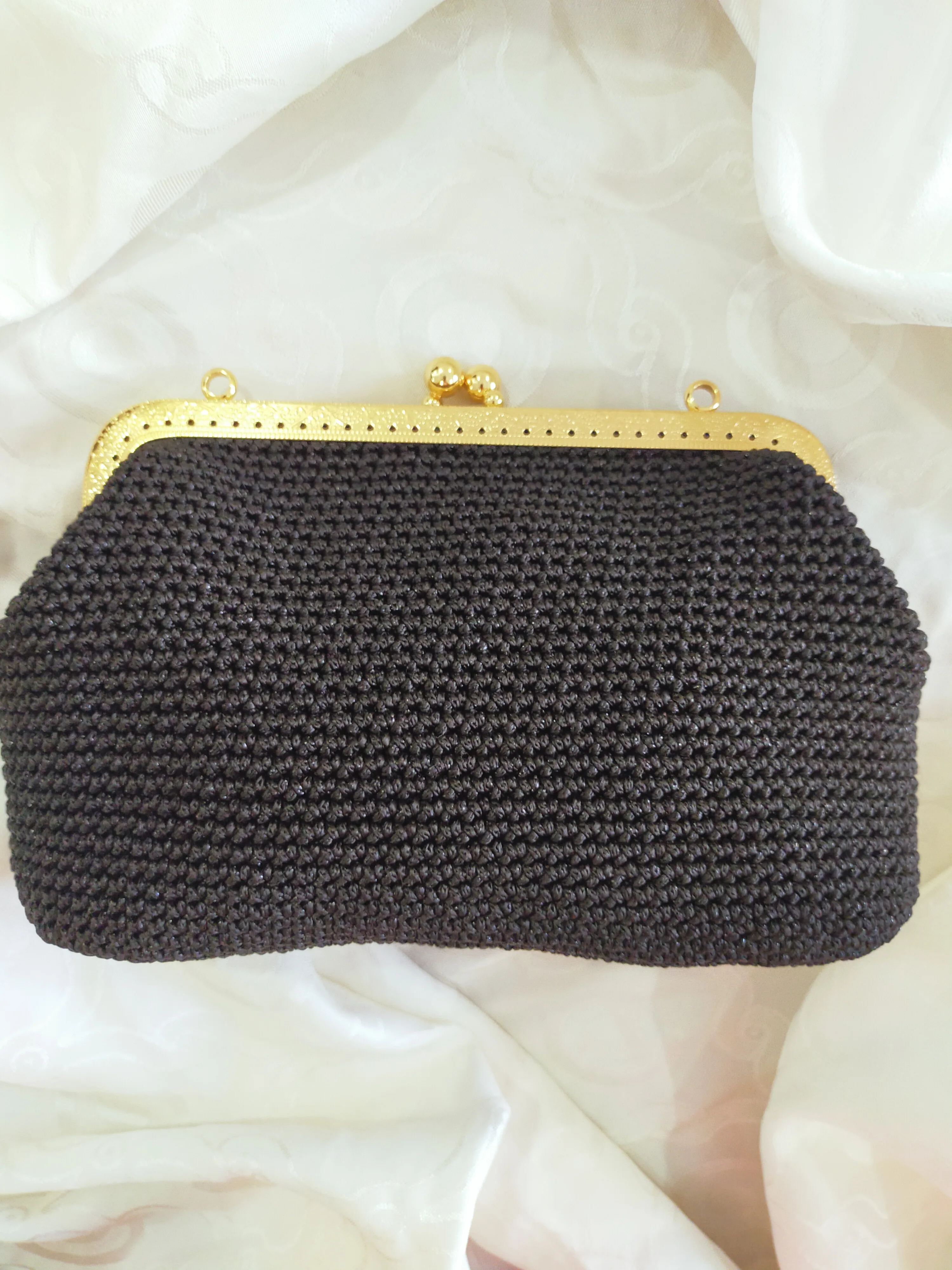 El Örgüsü Siyah Makrome Burslu Çanta