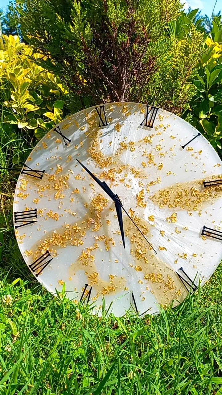 Golden Epoksi Duvar Saati