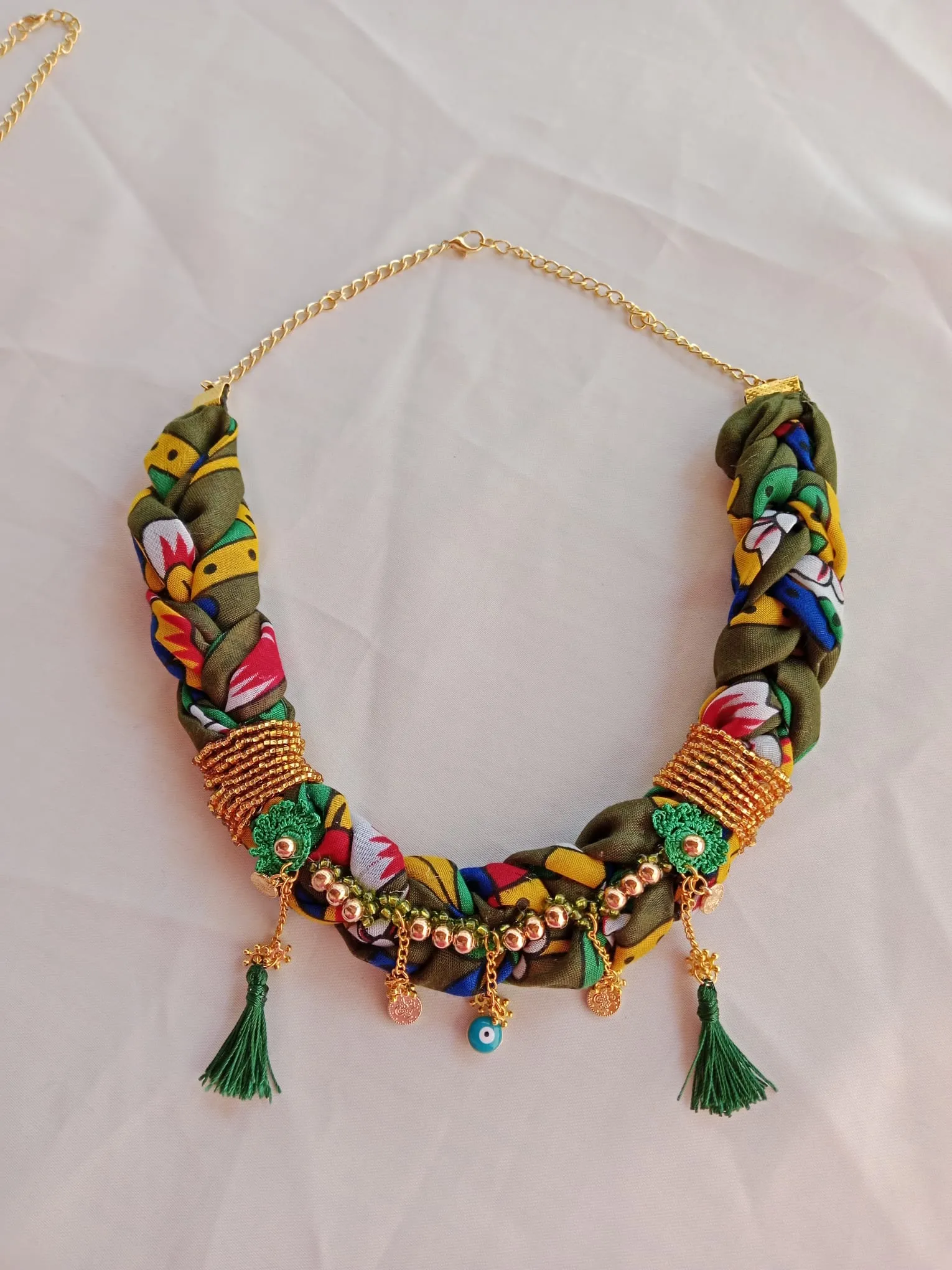 Pamuklu Otantik Kolye (Koyu Yeşil)