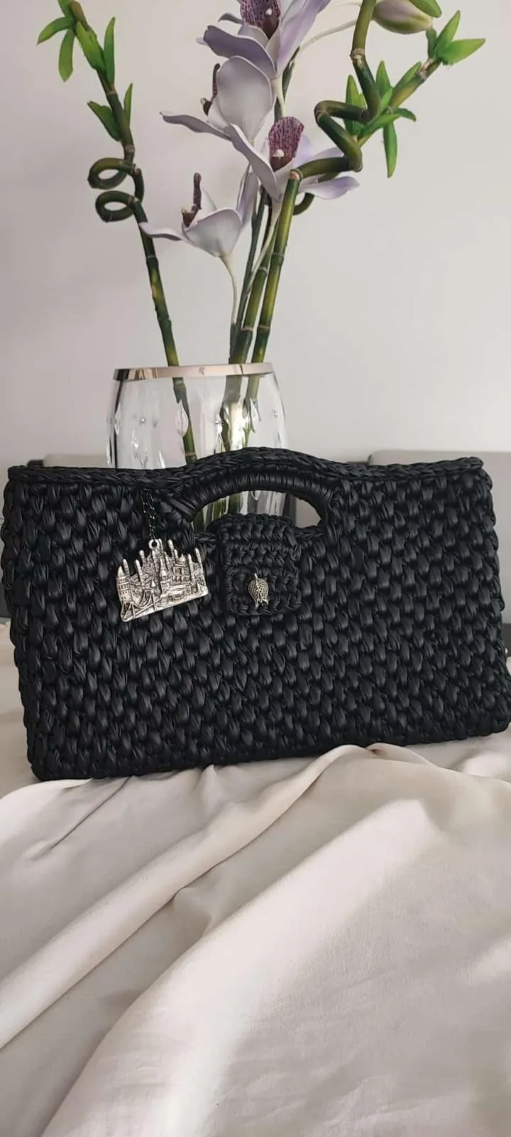 Leather Rope Special Design with Metal Accessories On It Large Clucth Bag