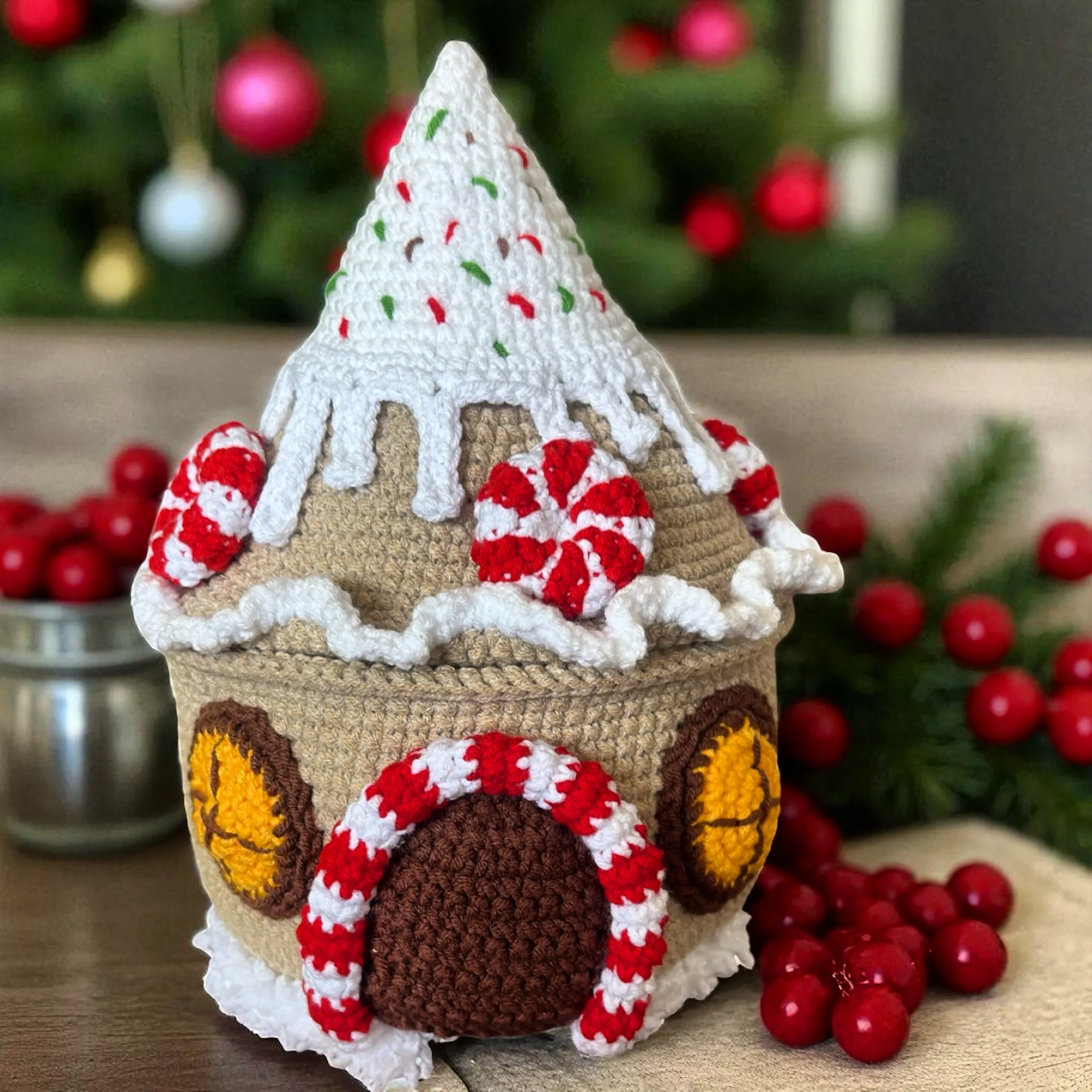 Handmade Crochet Gingerbread House - Christmas Decoration
