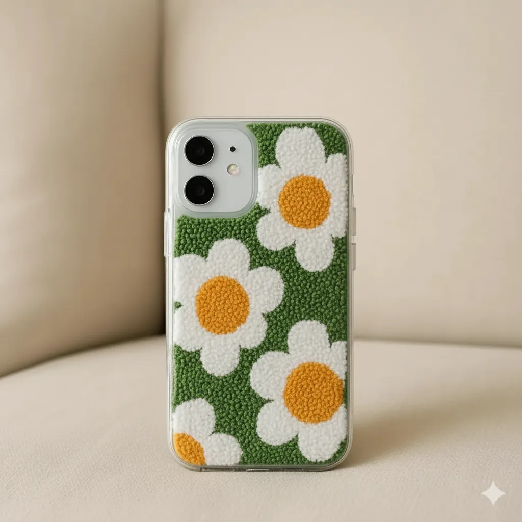 iPhone 12 Uyumlu Papatya Desenli Punch Telefon Kılıfı