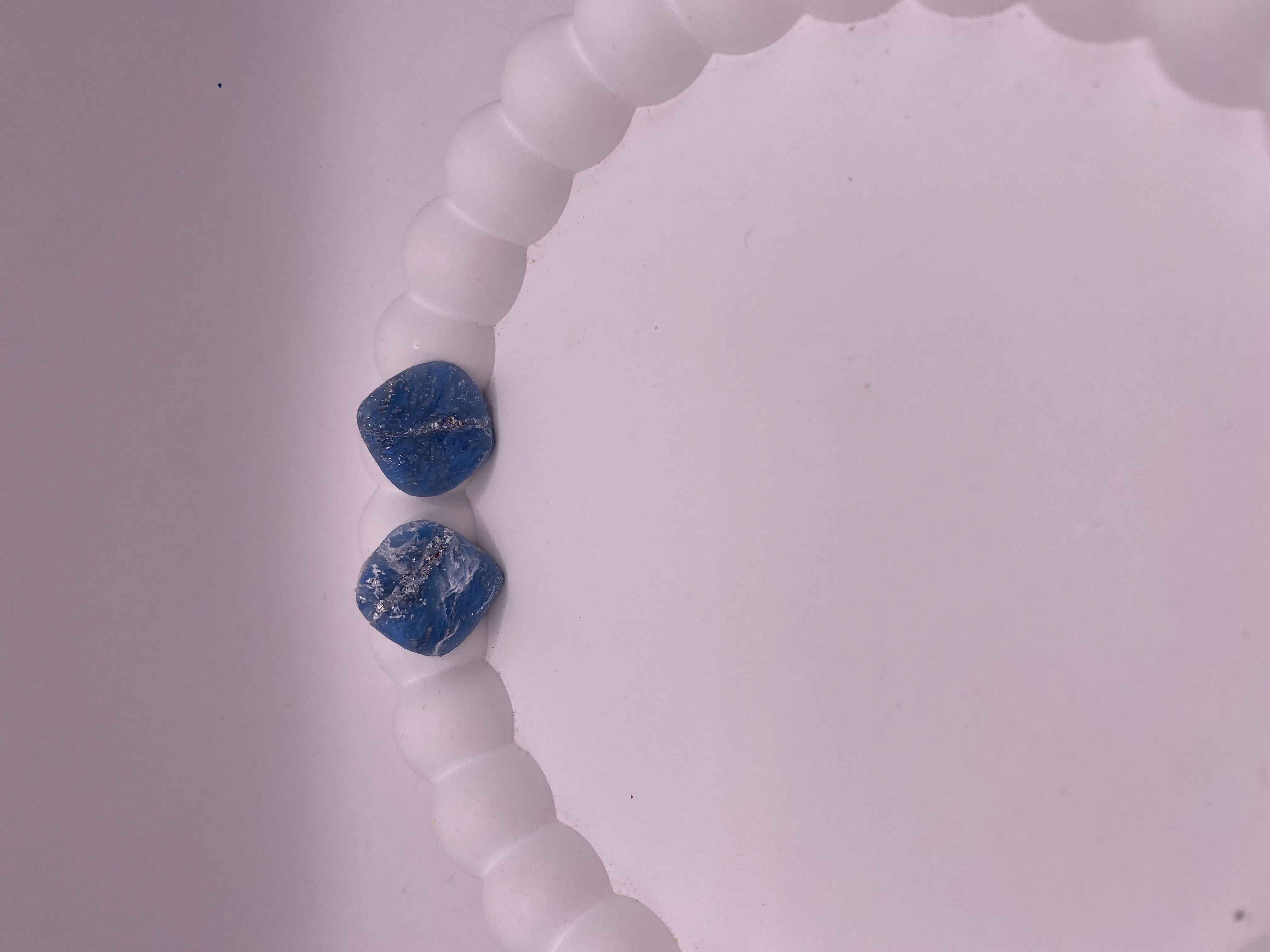 Blue Stone Detailed Silver Colored Earring - Stylish and Modern Design