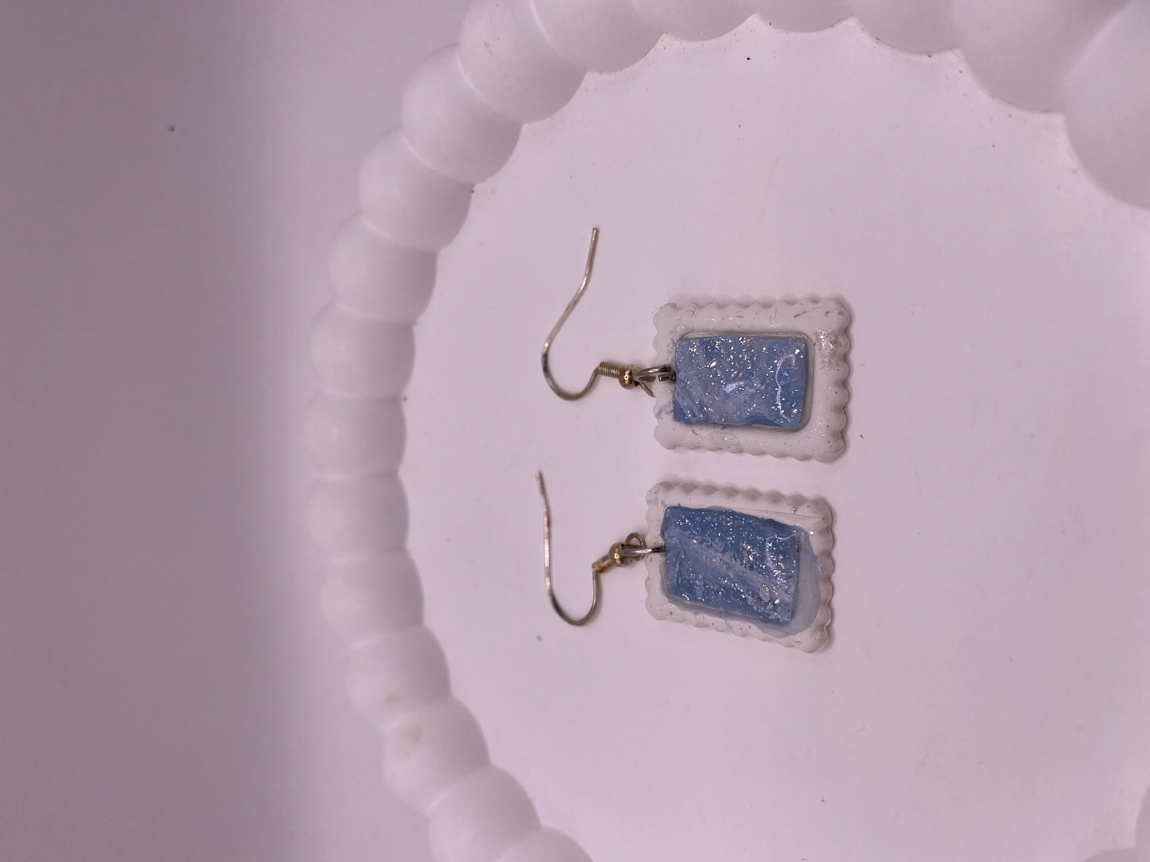 Handmade Blue Glitter Rectangular Earring - Stylish and Lightweight Design