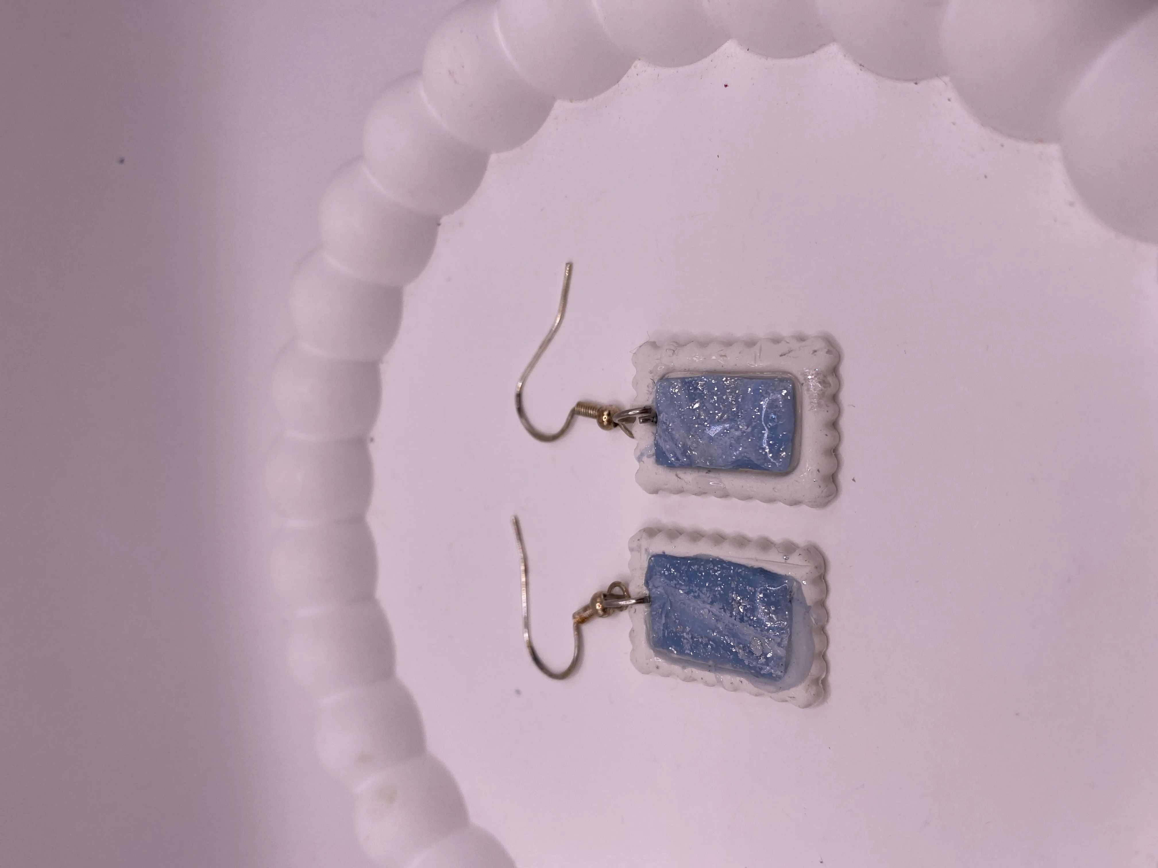 Handmade Blue Glitter Rectangular Earring - Stylish and Lightweight Design