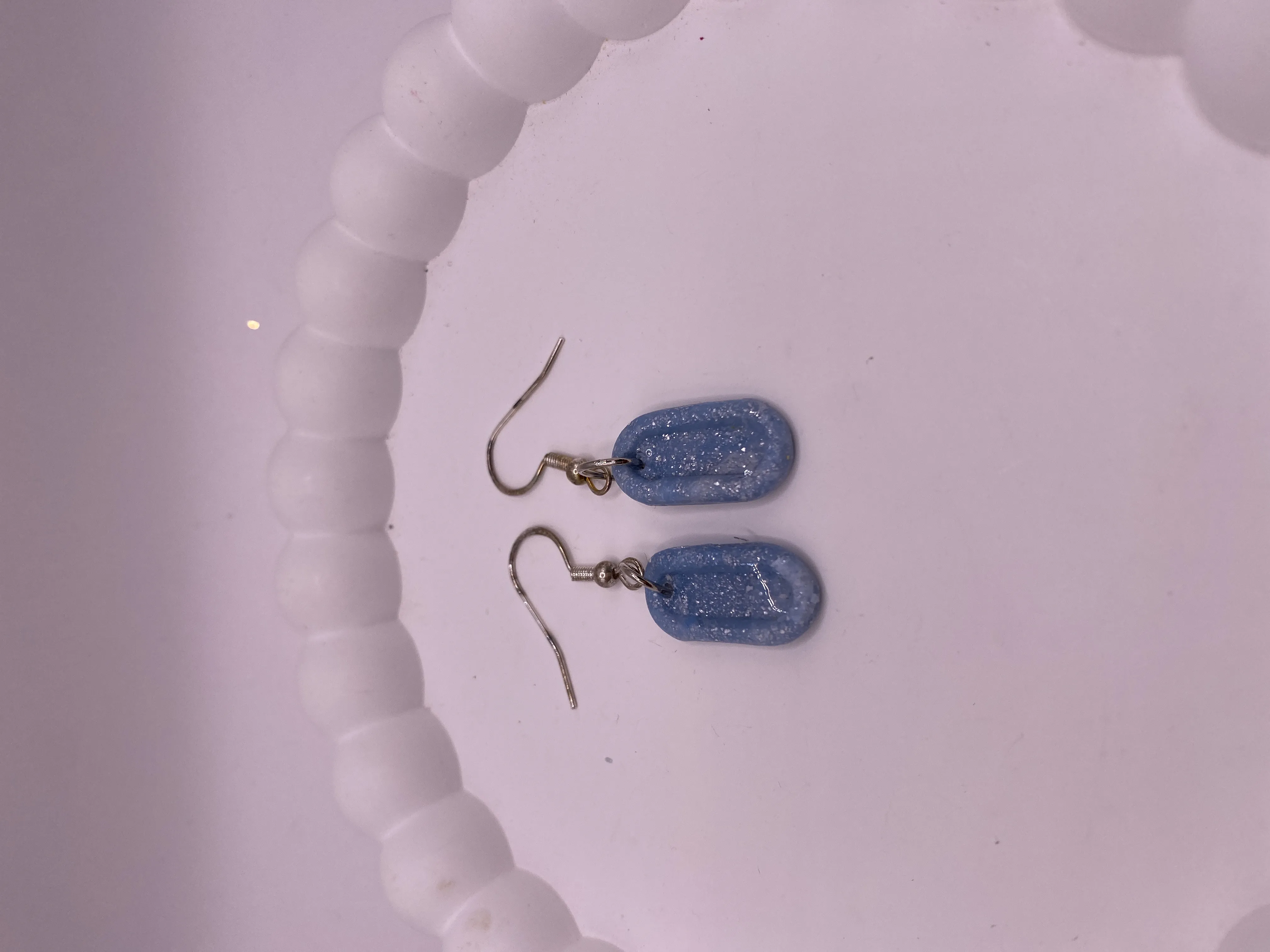 Sky Blue Glitter Handmade Earrings - Stylish and Lightweight Design
