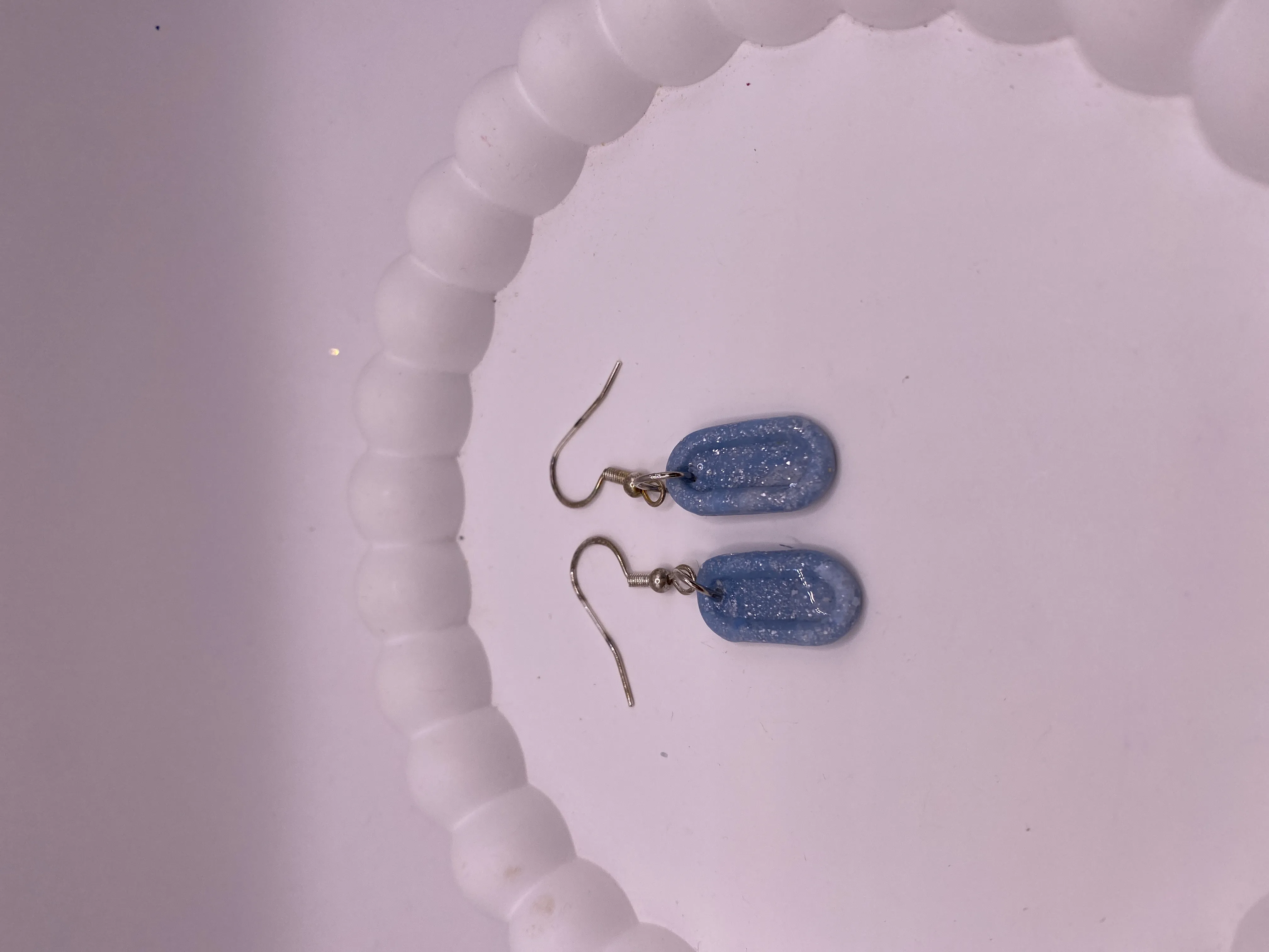 Sky Blue Glitter Handmade Earrings - Stylish and Lightweight Design