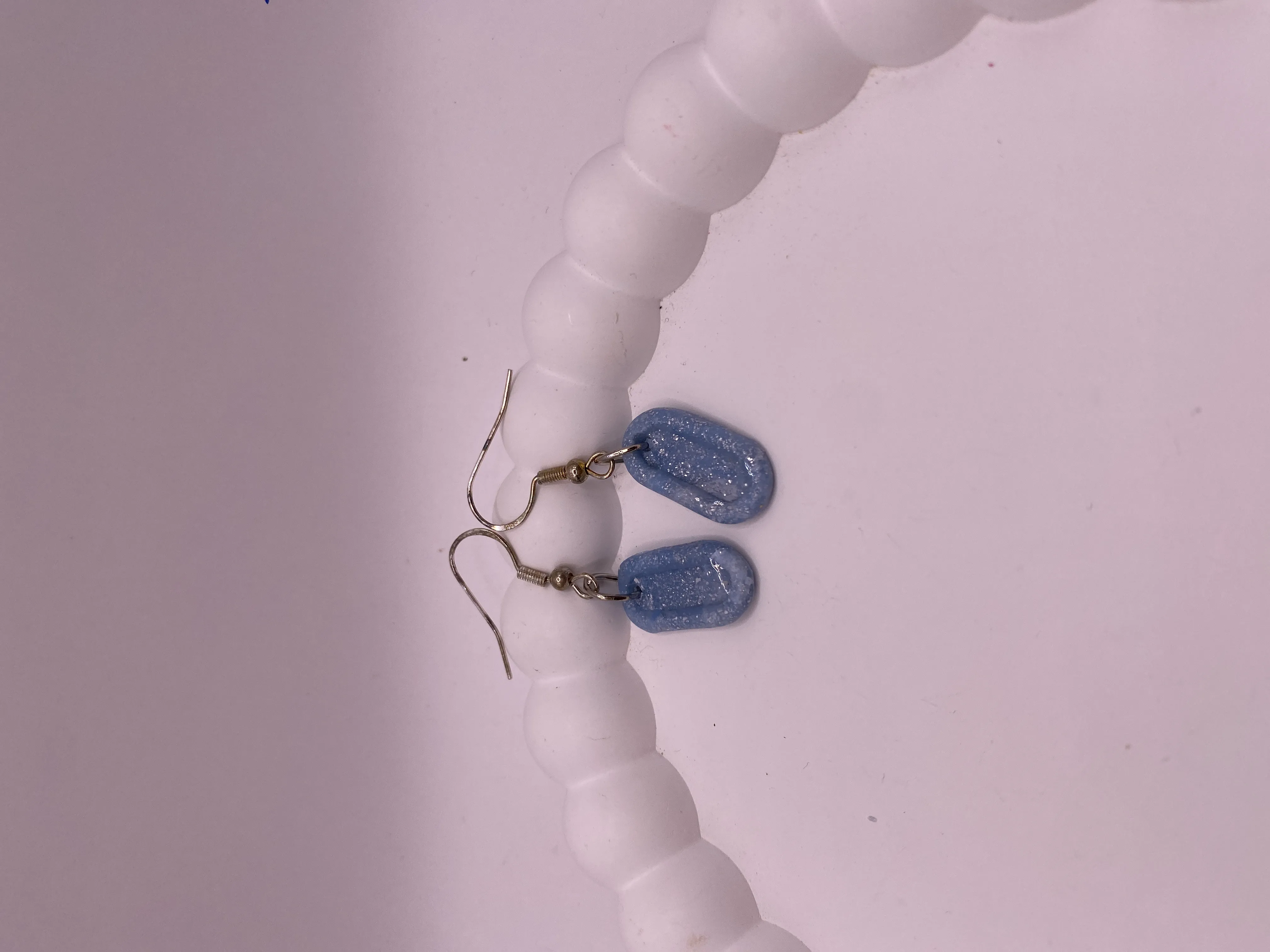 Sky Blue Glitter Handmade Earrings - Stylish and Lightweight Design