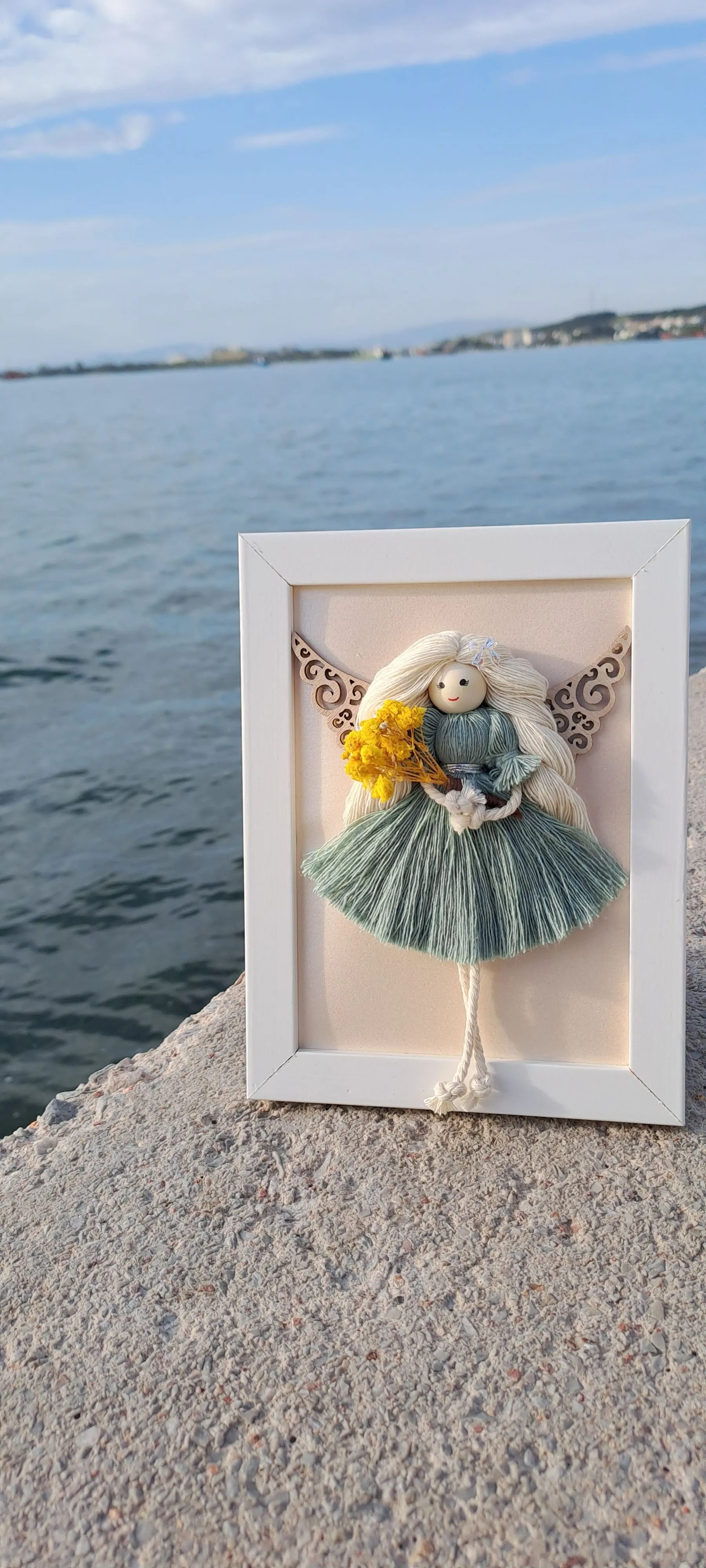 Handmade Macrame Angel Wall Decor | Wooden Winged Frame Design